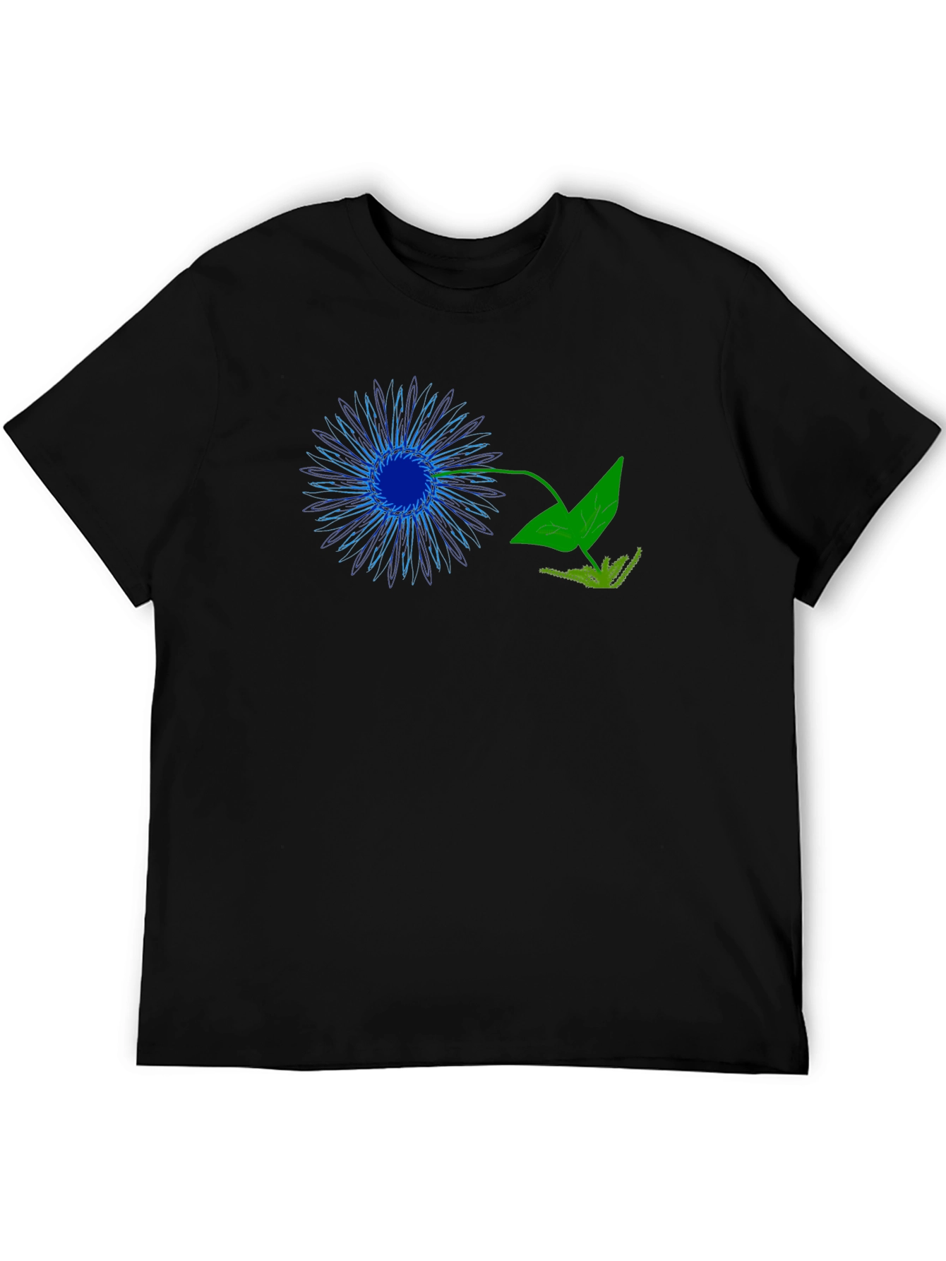 Black Black Graphic Tee - Neon Flower Design view 5