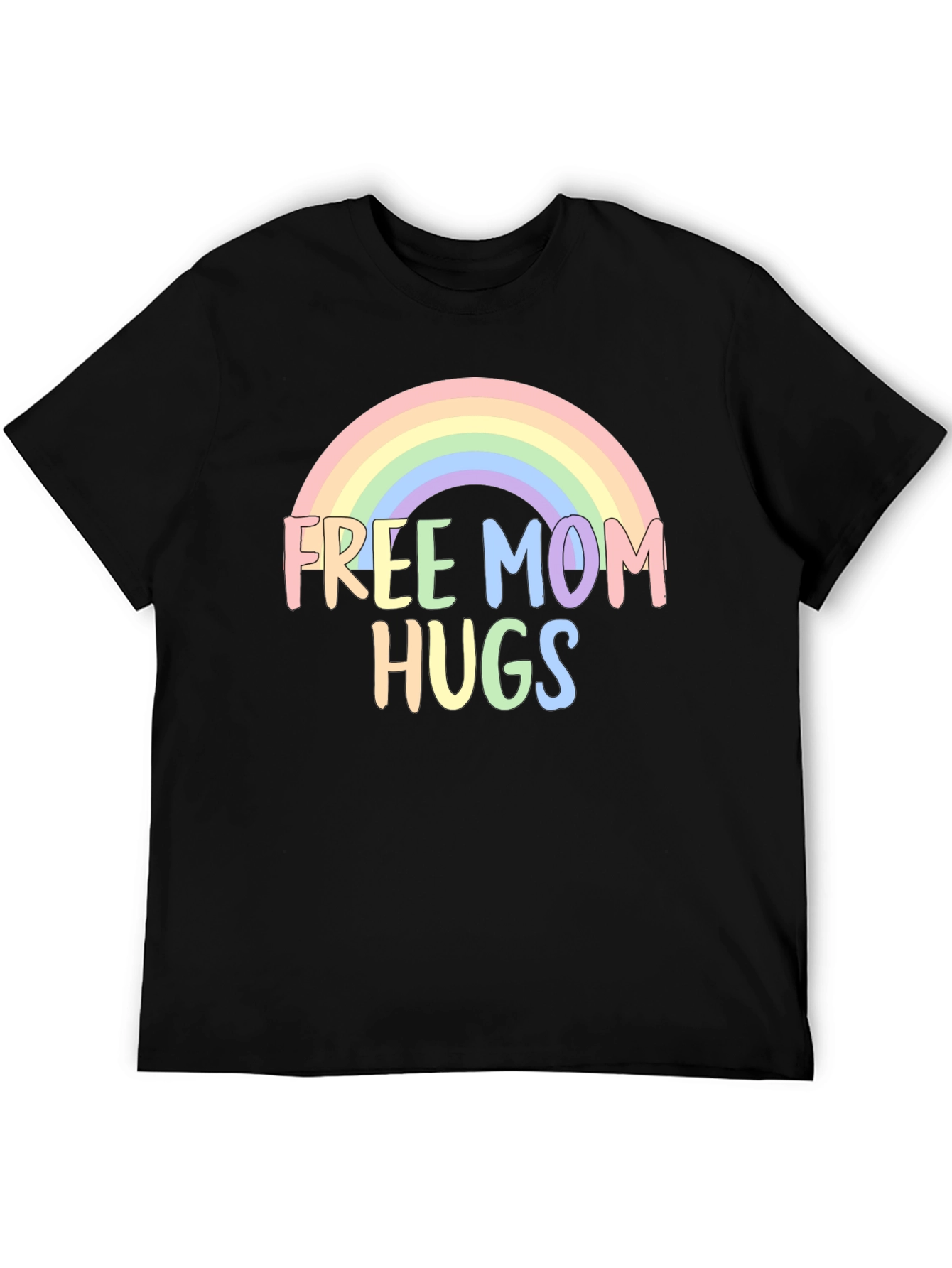 Black Free Mom Hugs Rainbow Graphic Tee view 5