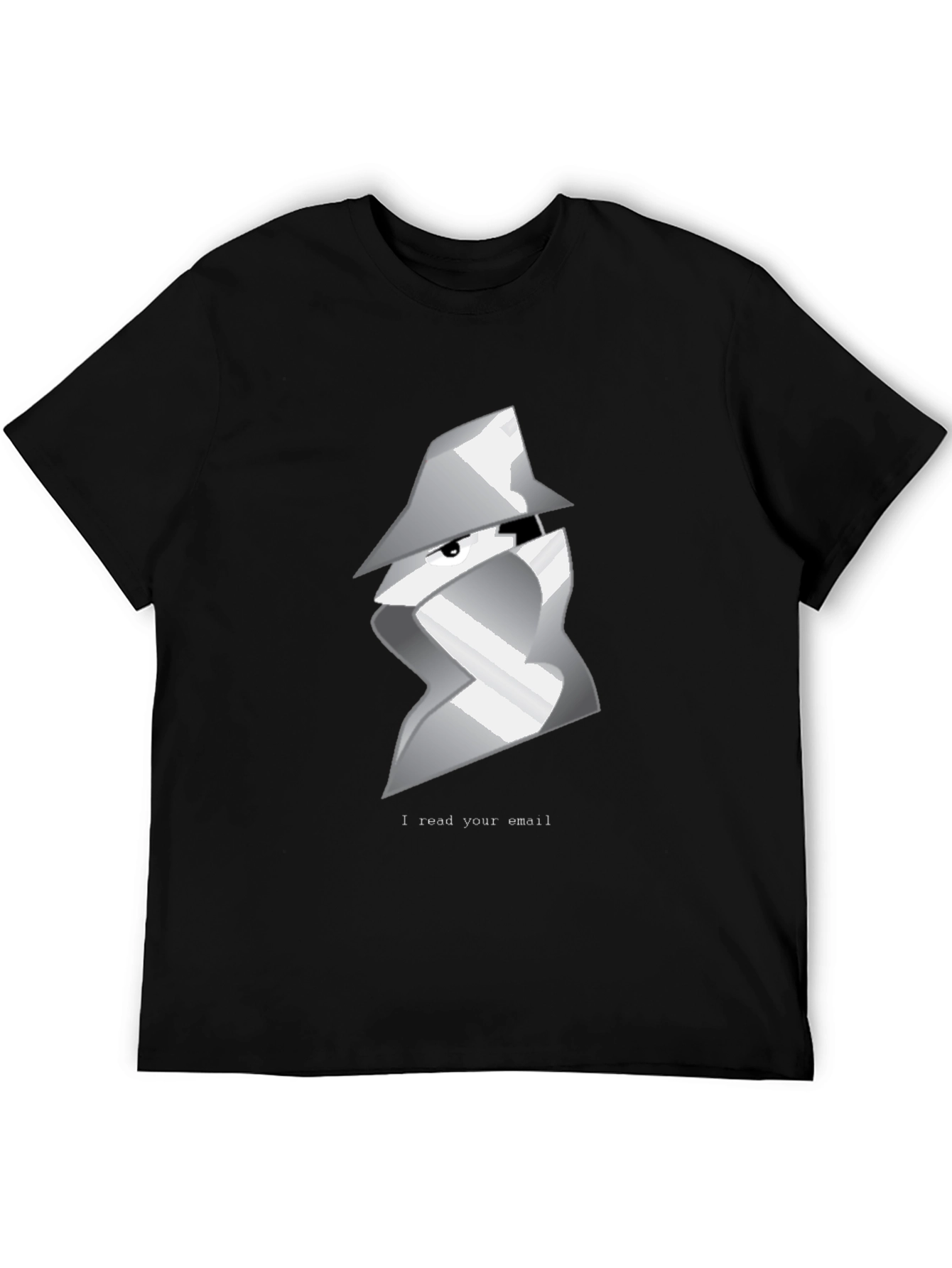 Black Spy Email Reader Graphic T-Shirt - Black view 5