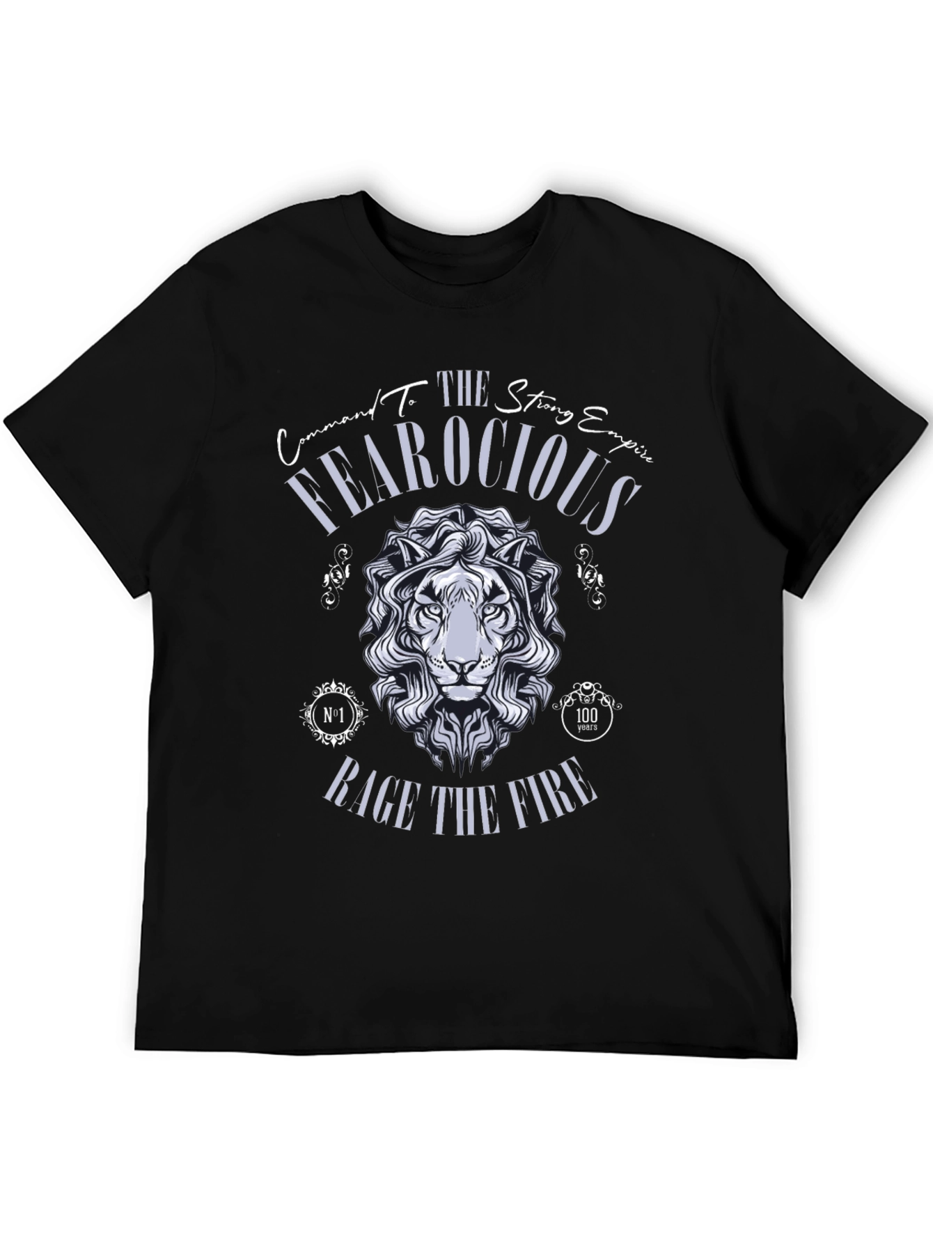 Black Fearocious Lion Graphic Print T-Shirt view 5