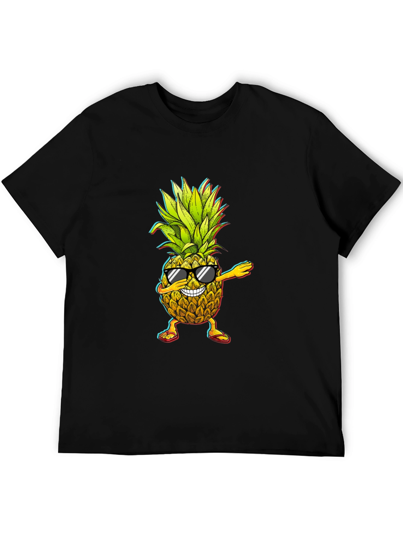 Black Dabbing Pineapple Graphic Tee - Cool Fruit Design! view 5