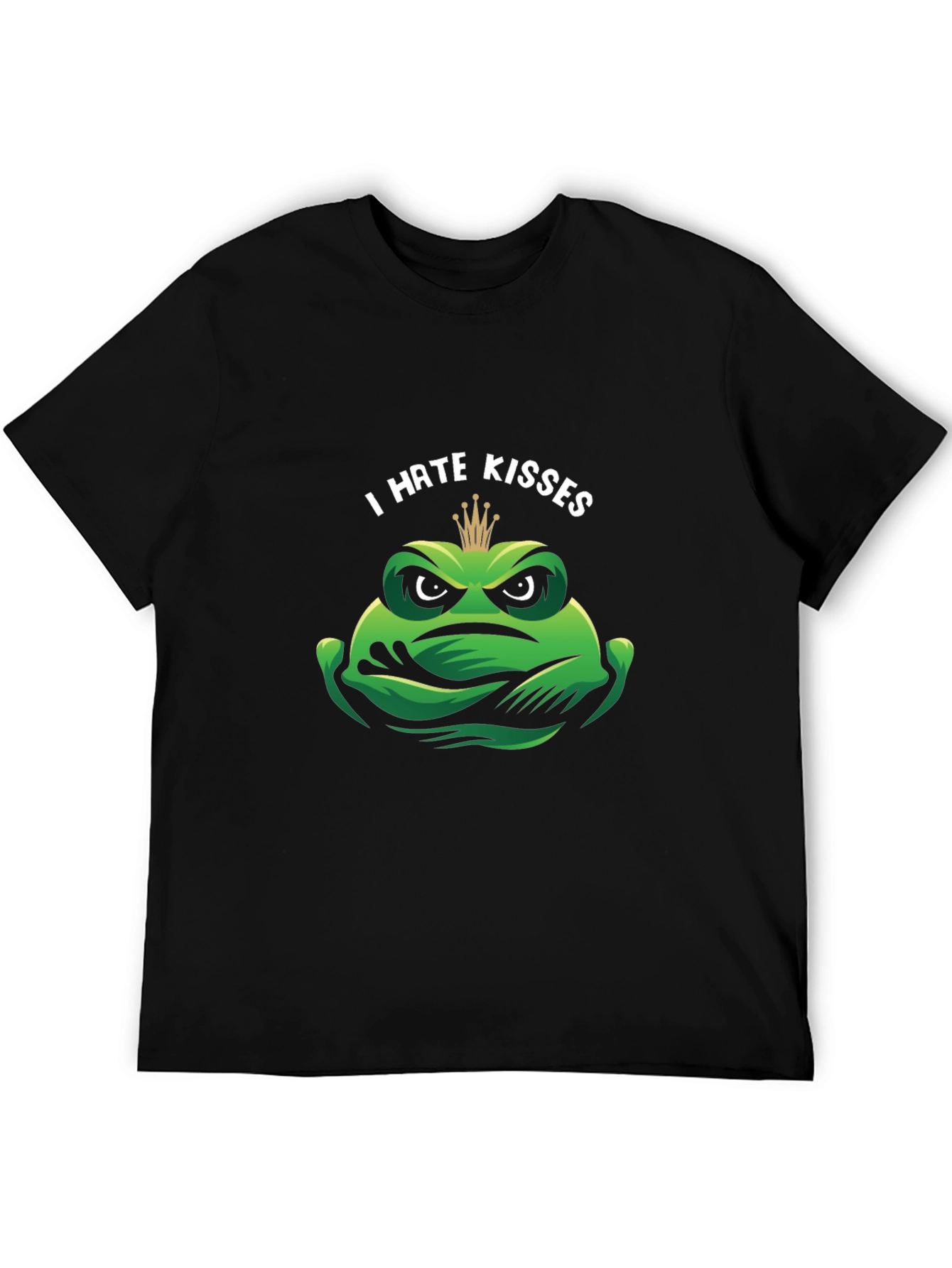 Black I Hate Kisses Frog Graphic T-Shirt view 5