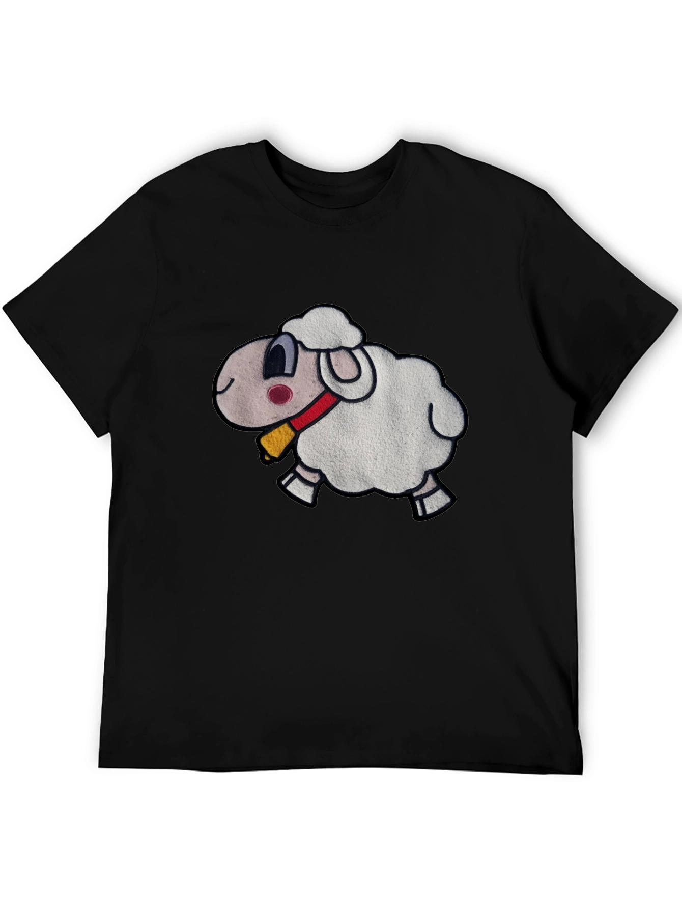 Black Cartoon Sheep Graphic Black T-Shirt view 5