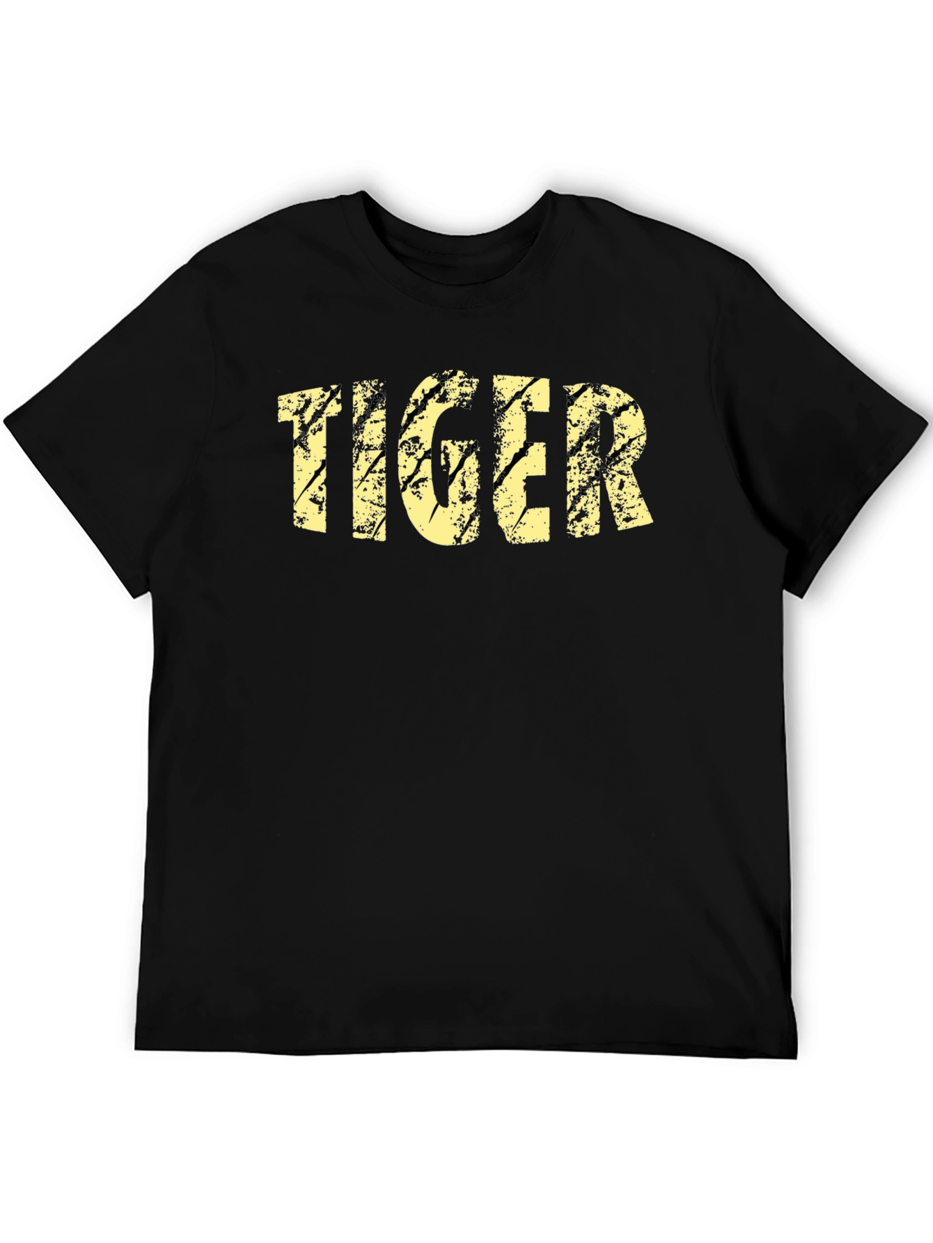 Black Distressed Tiger Graphic Black T-Shirt view 5