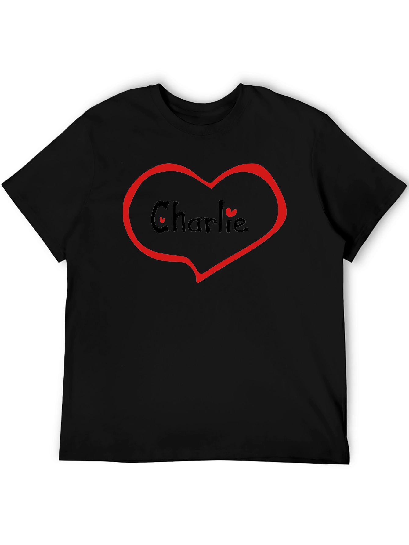 Black Charlie Heart Graphic Black T-Shirt view 5