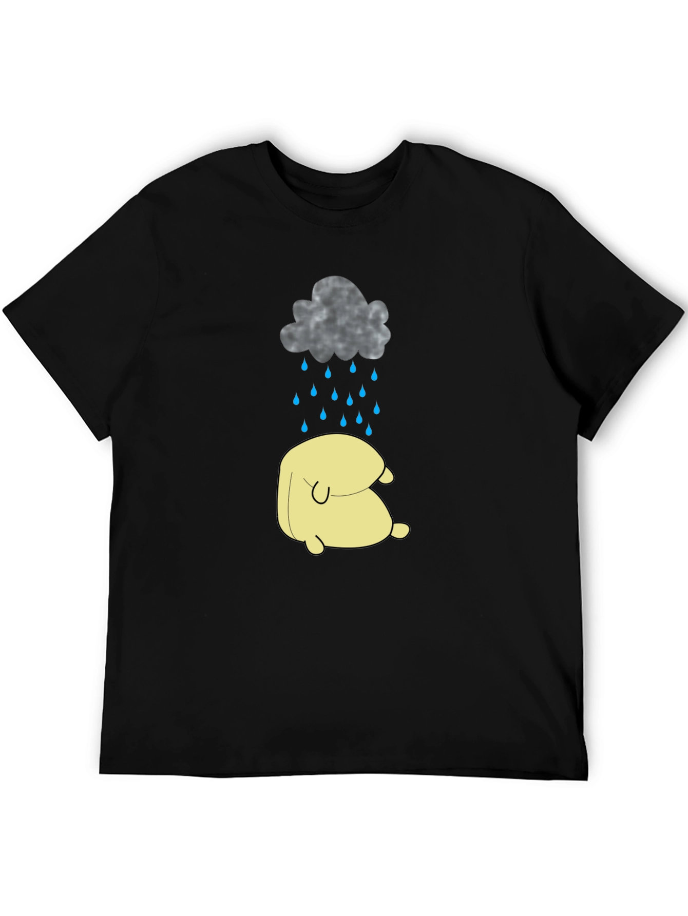 Black Sad Cloud & Character Graphic Tee - Black Cotton view 5