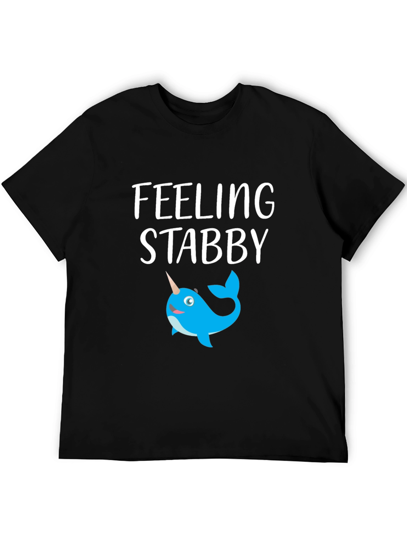 Black Feeling Stabby Narwhal Graphic T-Shirt - Black view 5