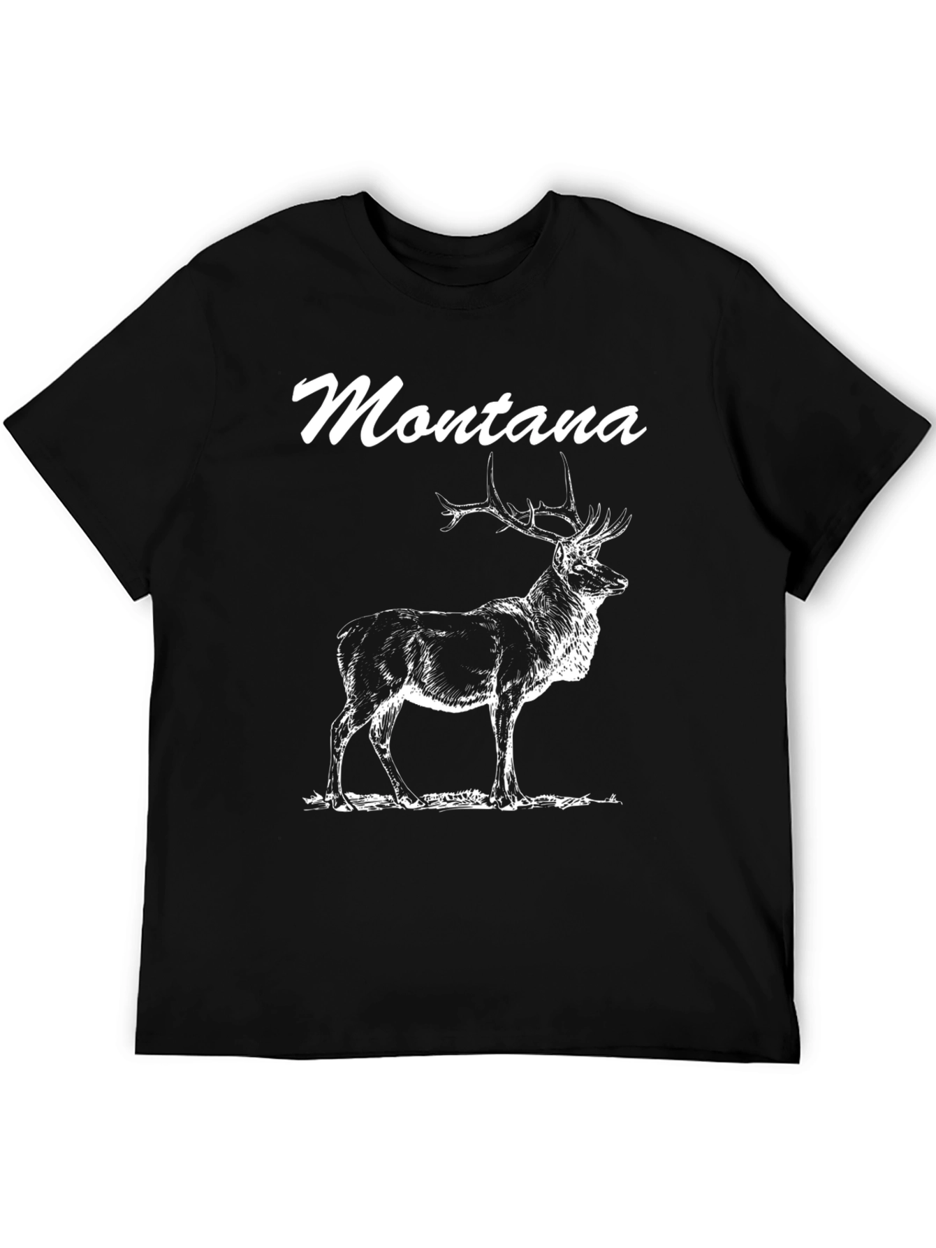 Black Montana Deer Graphic Tee - Black Cotton Blend view 5