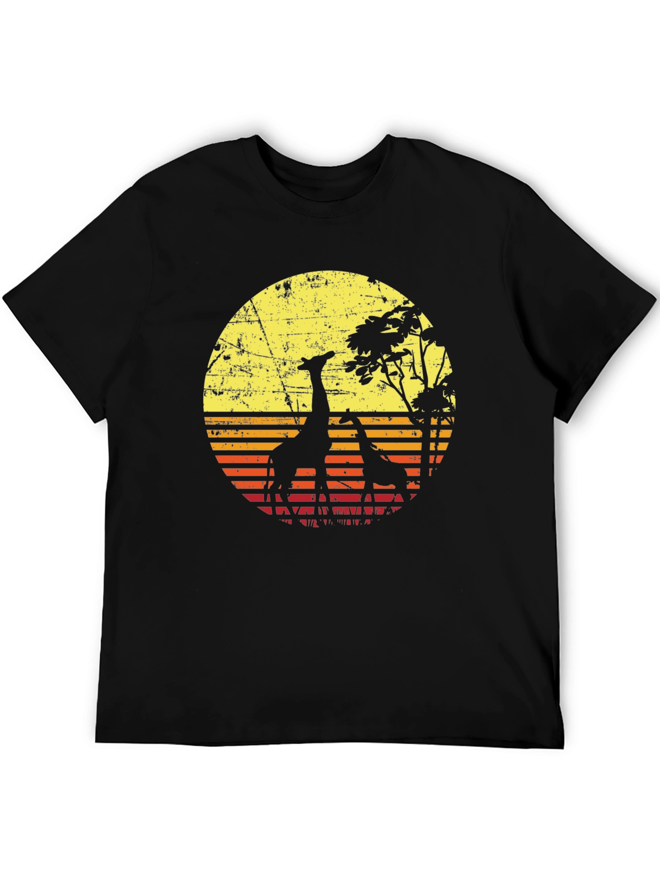 Black Giraffe Sunset T-Shirt - Retro Style Wildlife Tee view 5