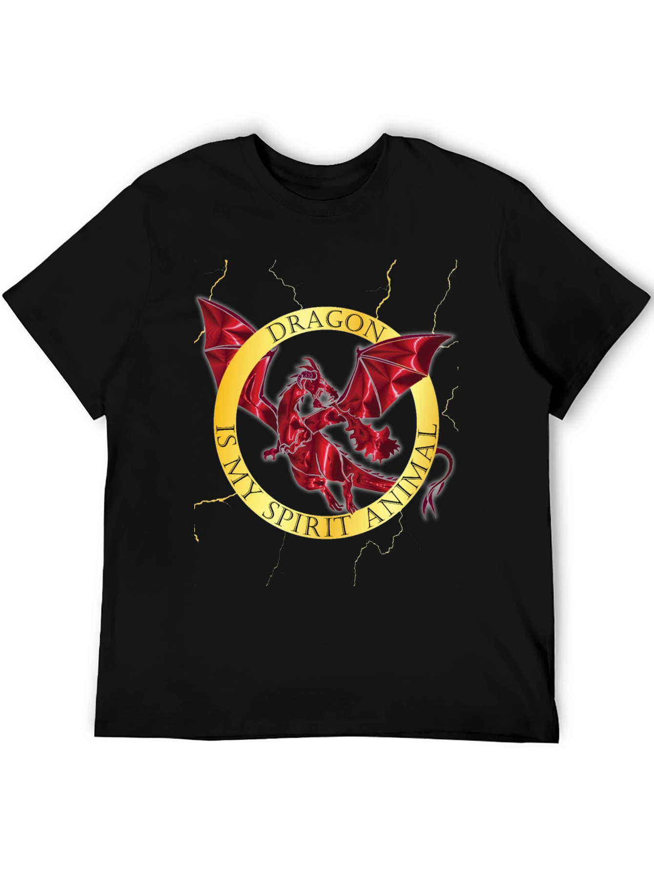 Black Dragon Spirit Animal Graphic Tee - Men's Black T-Shirt view 5