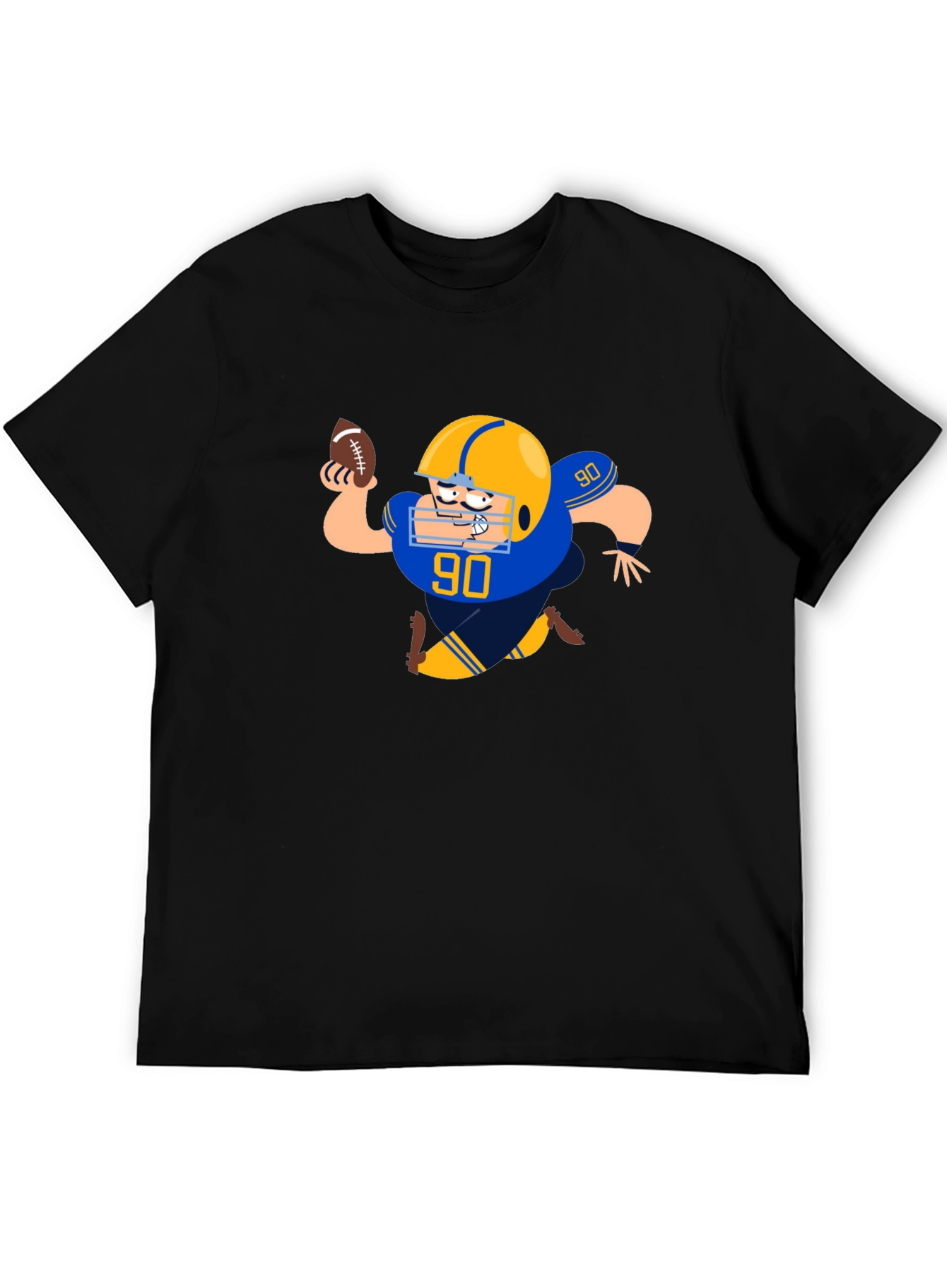 Black Football Player Cartoon Black T-Shirt view 5