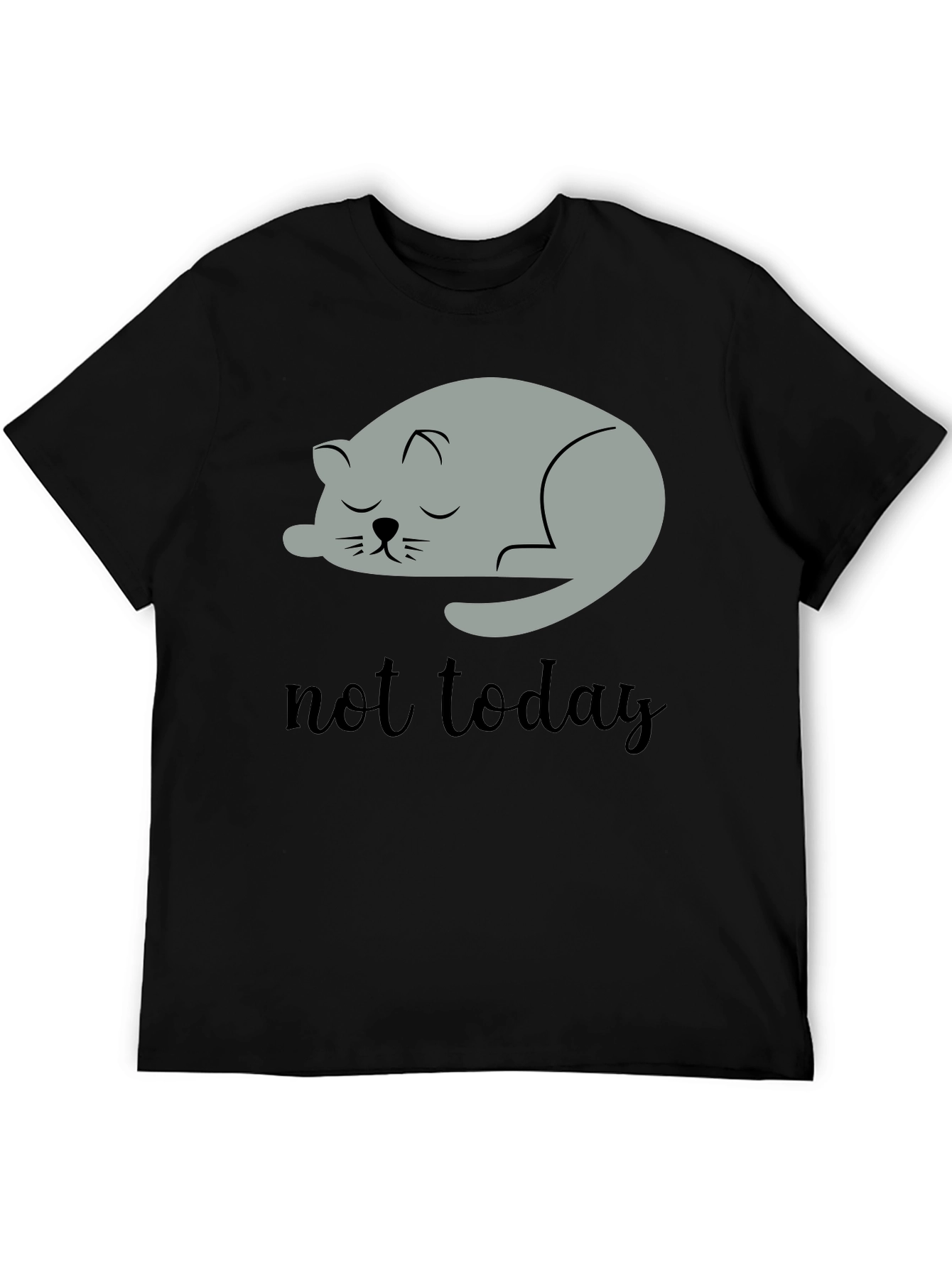 Black Not Today Lazy Cat Graphic Tee - Men's Black T-Shirt view 5