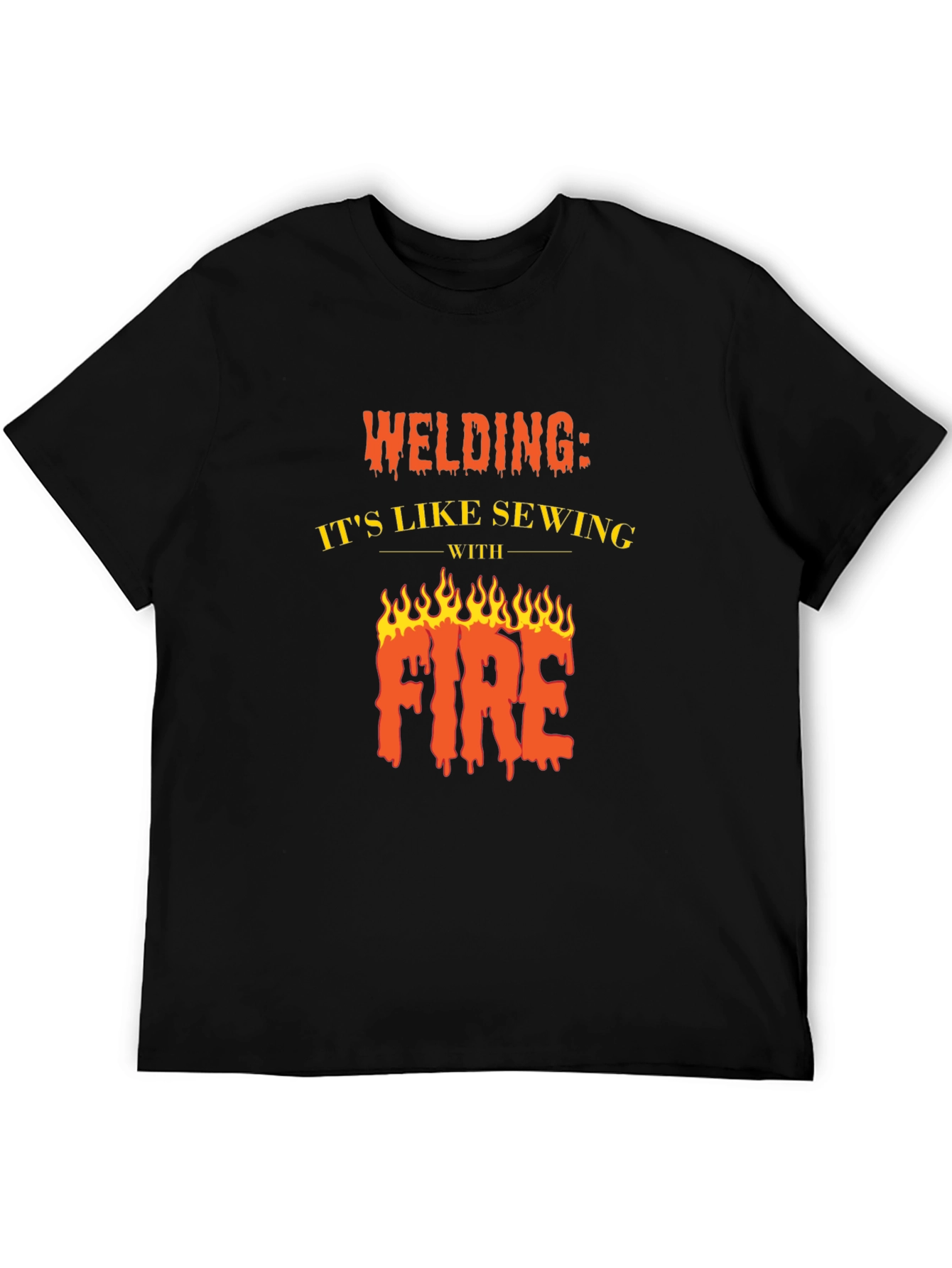 Black Welding Like Sewing With Fire Black T-Shirt view 5
