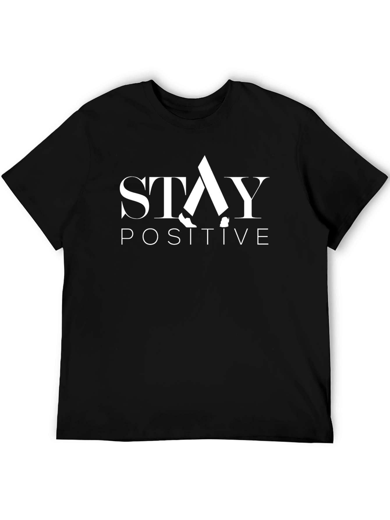 Black Stay Positive Graphic Tee - Black Casual T-Shirt view 5