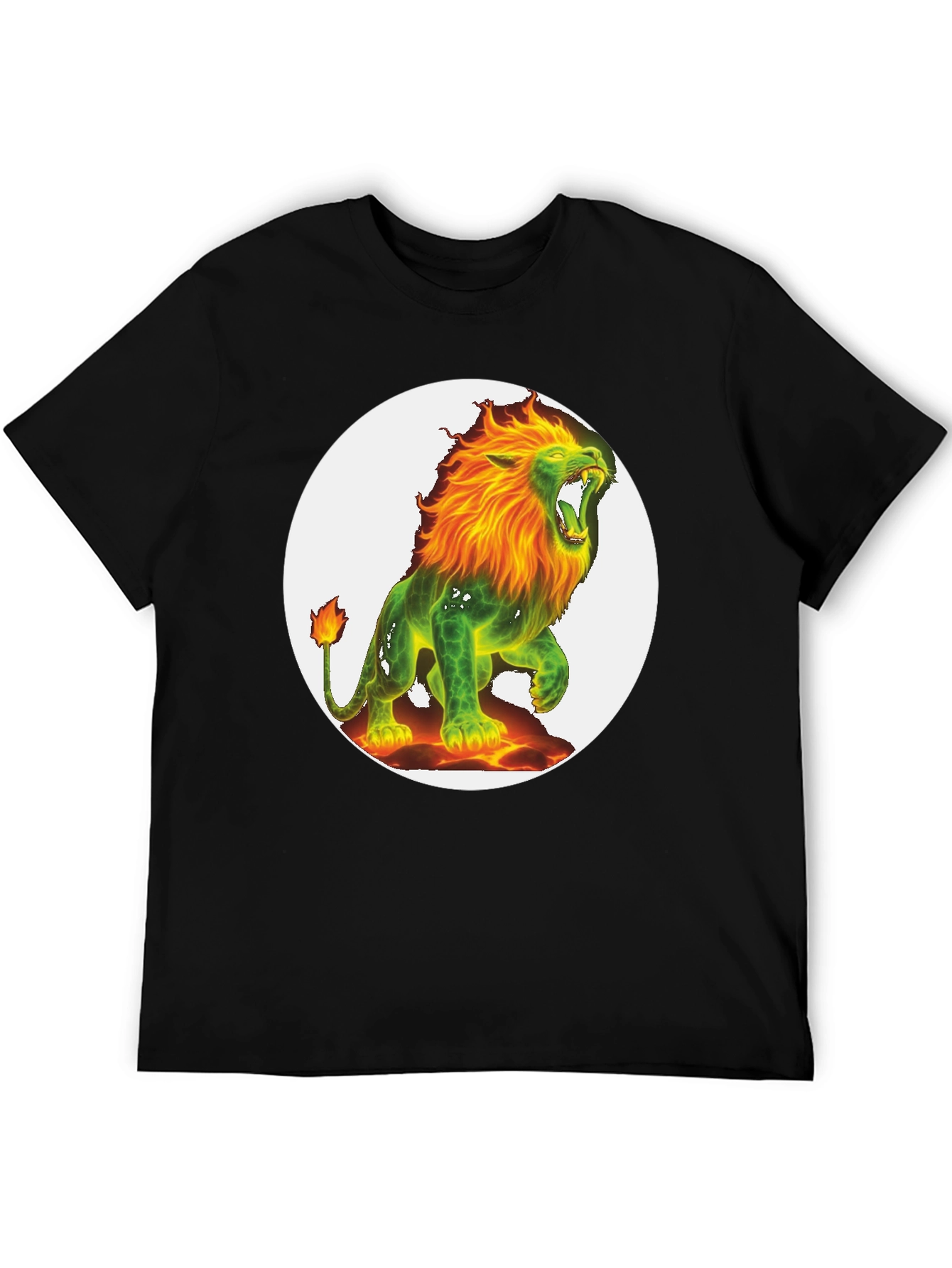 Black Fiery Lion Graphic Tee - Bold & Unique Design view 5