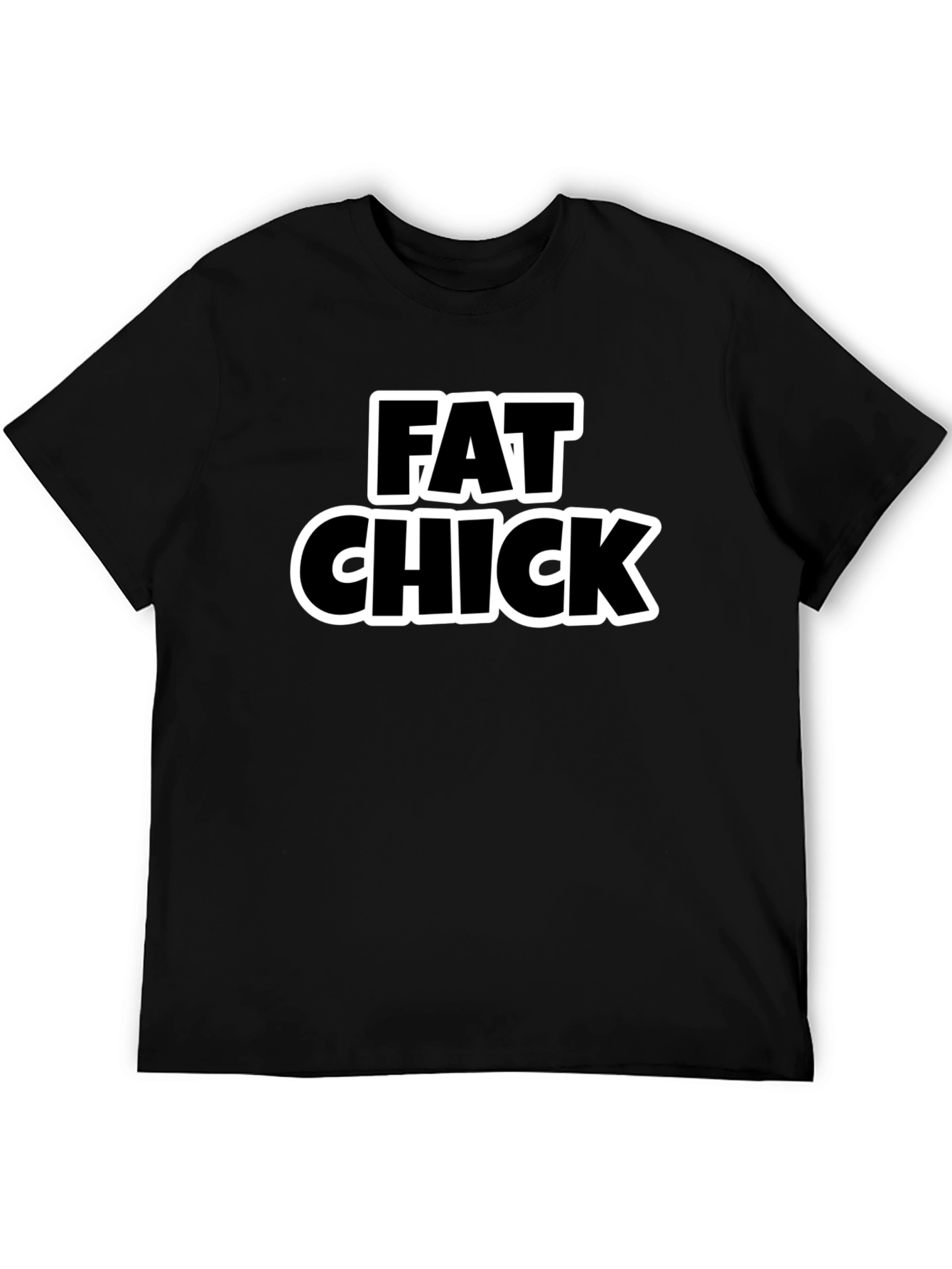 Black Fat Chick Funny Sarcastic Graphic Tee - Black view 5