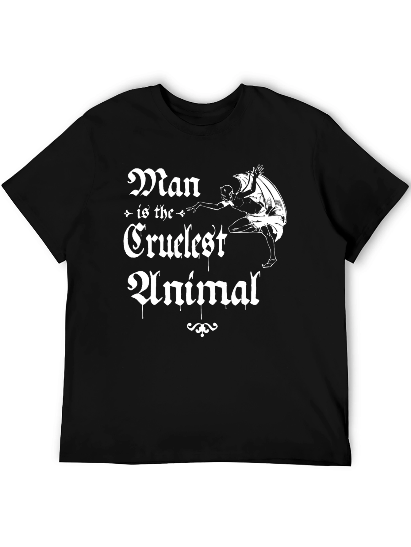 Black Man is the Cruelest Animal Black Graphic T-Shirt view 5