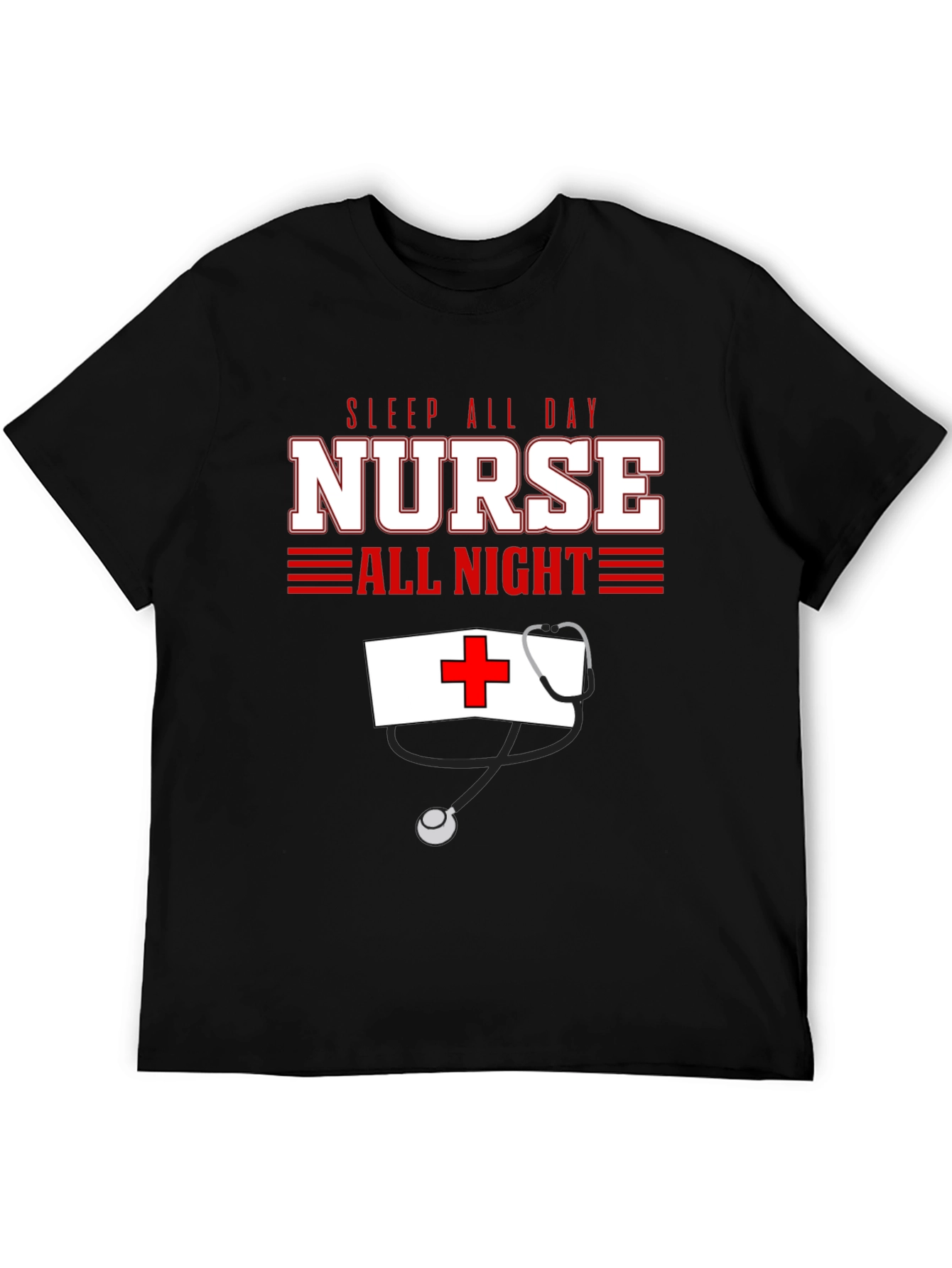 Black Sleep All Day Nurse All Night T-Shirt view 5