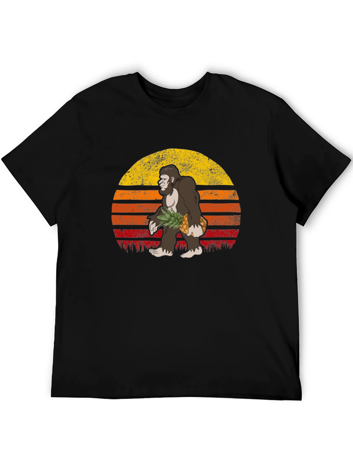 Black Bigfoot Pineapple Sunset Graphic Tee view 5