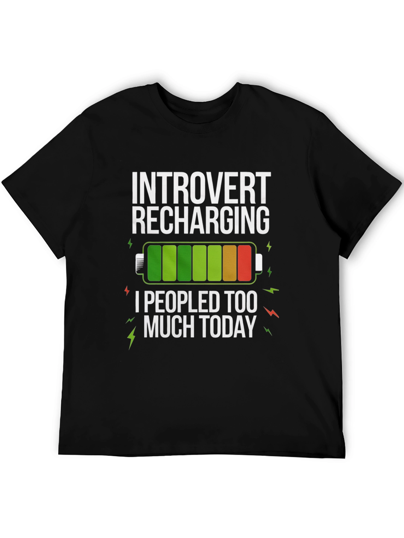Black Introvert Recharging Funny Graphic T-Shirt view 5