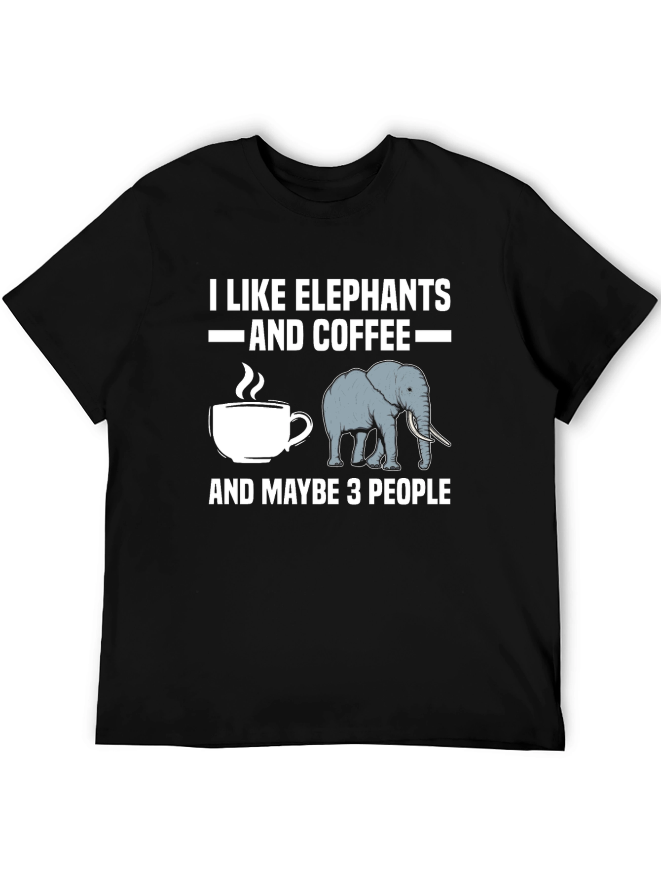 Black I Like Elephants and Coffee T-Shirt view 5