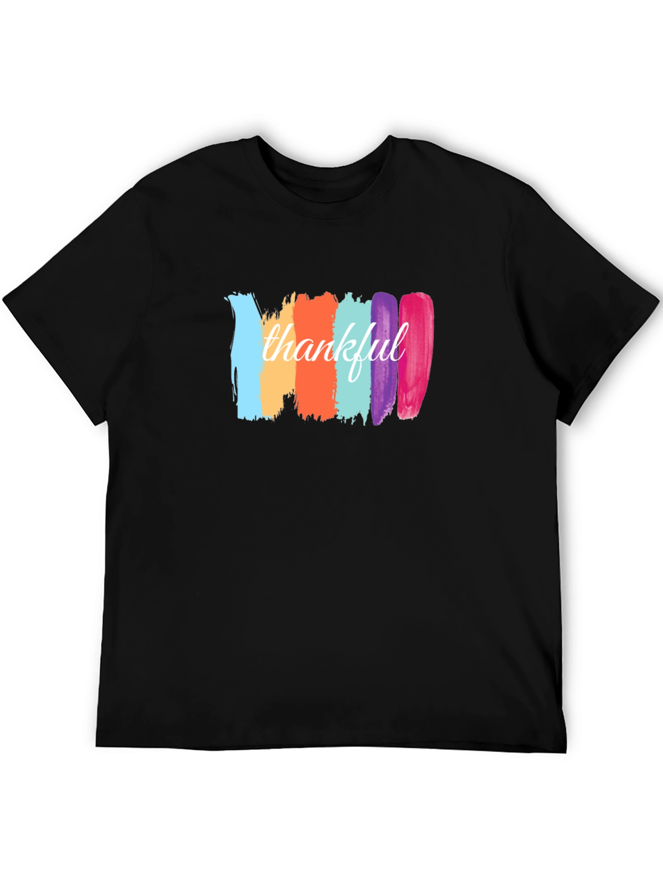 Black Thankful Brushstroke Graphic Tee - Black view 5