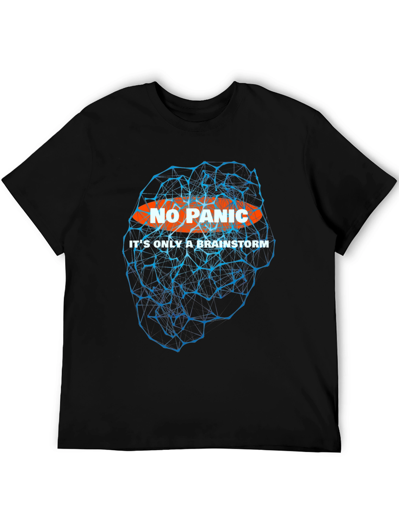 Black No Panic Brainstorm T-Shirt - Black Graphic Tee view 5