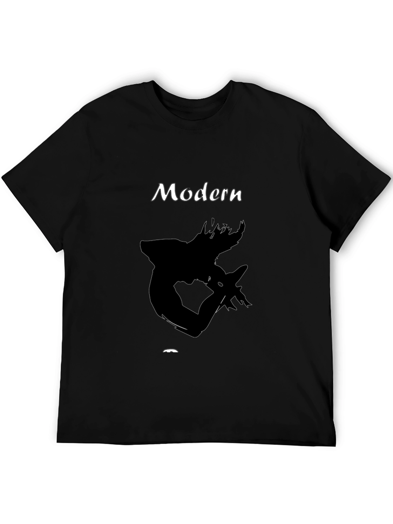 Black Modern Graphic Print Black T-Shirt view 5