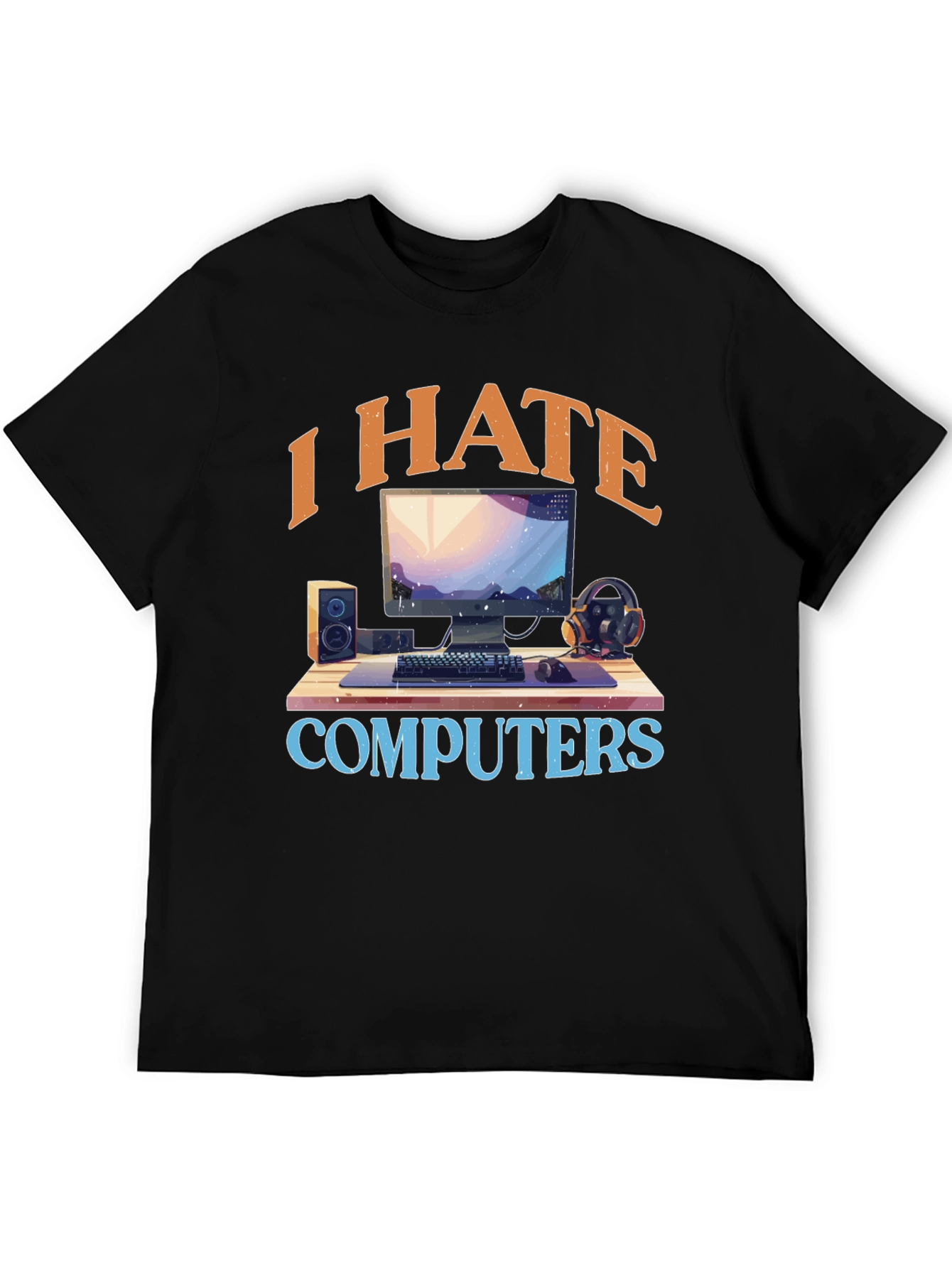 Black I Hate Computers Graphic Tee view 5
