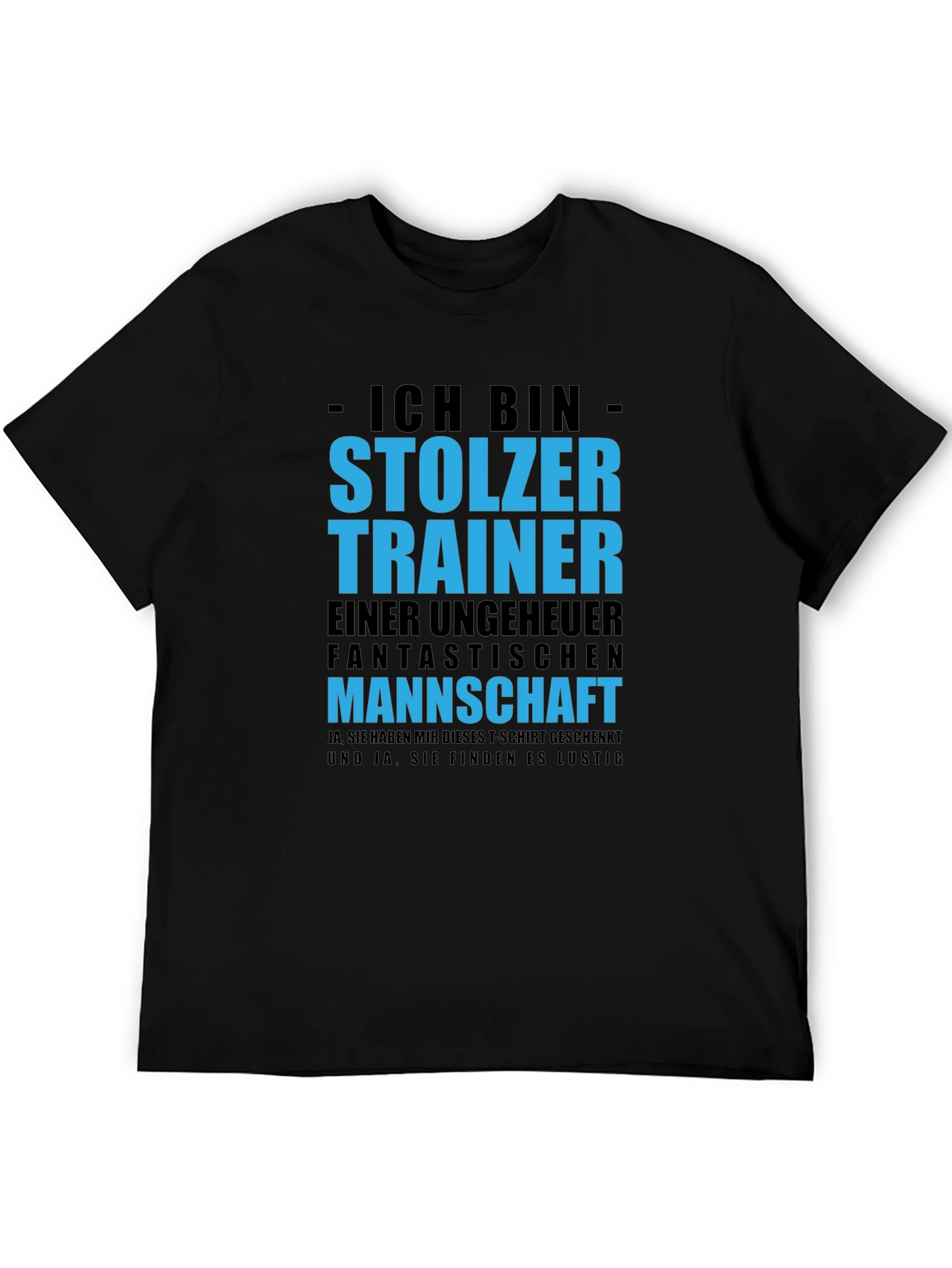 Black Proud Trainer T-Shirt - German Text Design view 5
