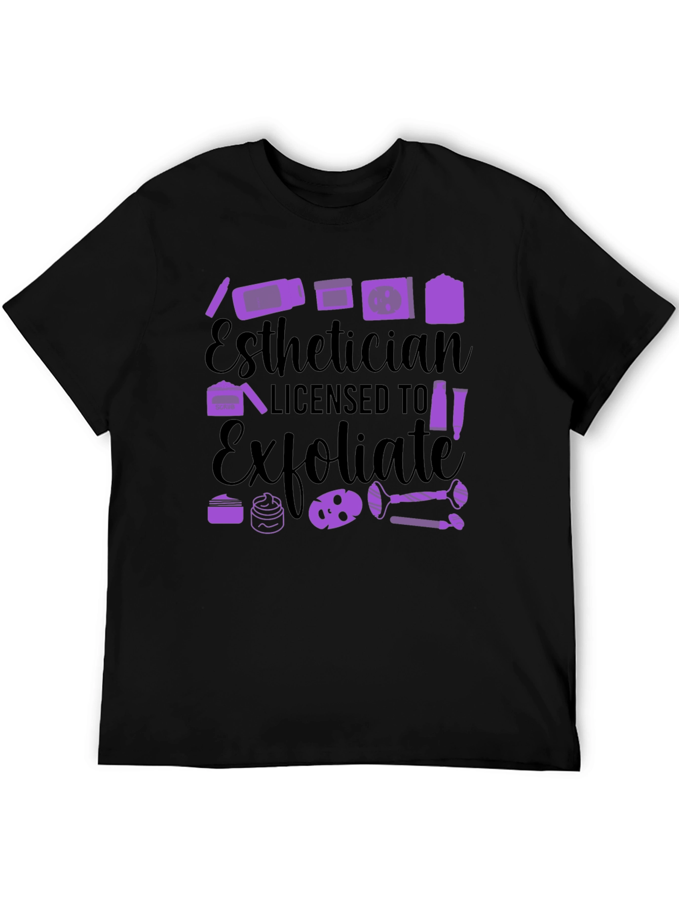 Black Esthetician Licensed to Exfoliate T-Shirt view 5