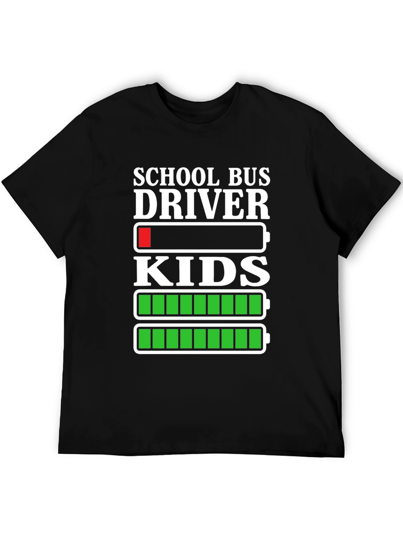 Black School Bus Driver Battery T-Shirt view 5