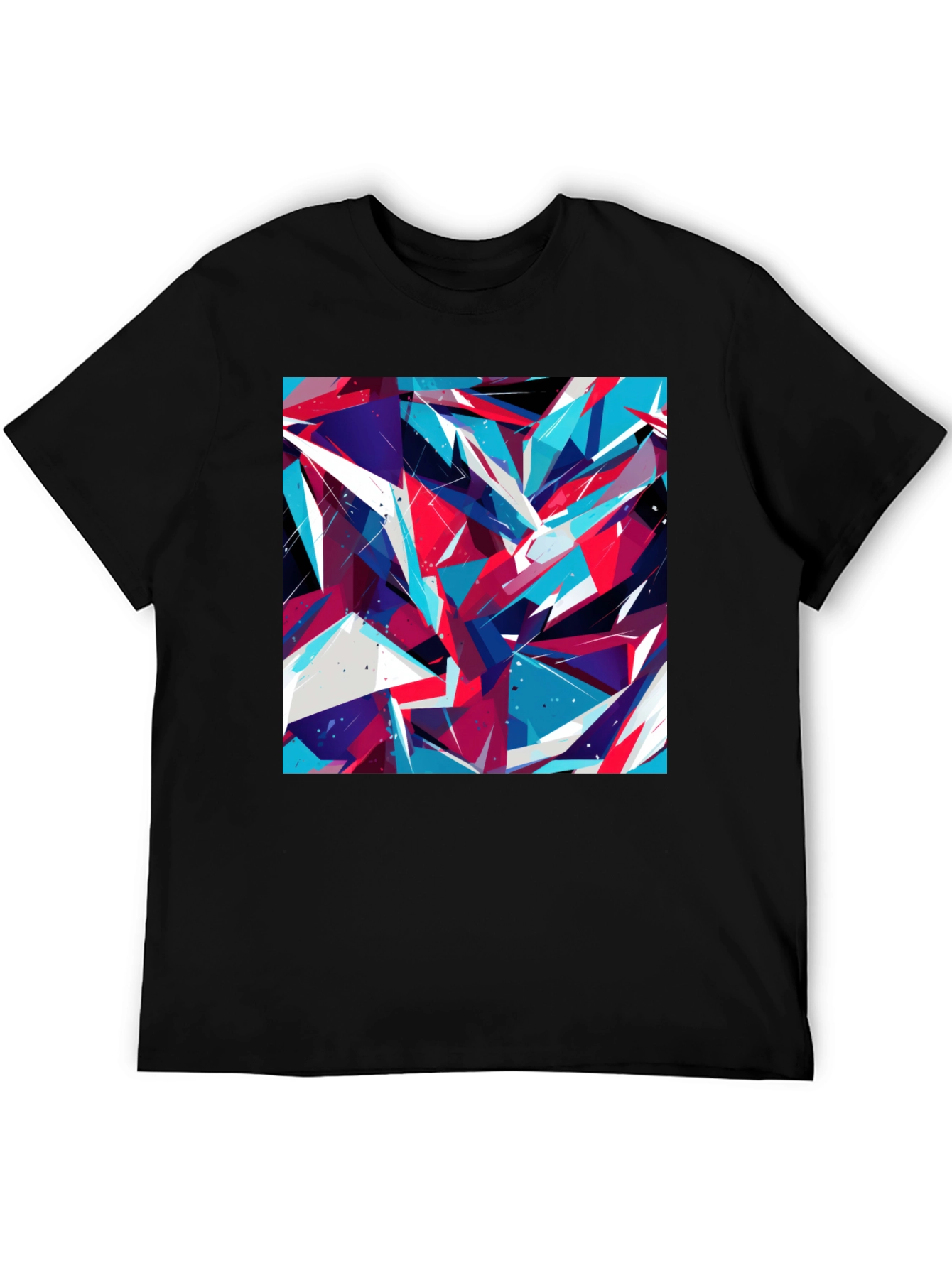 Black Abstract Geometric Print Black T-Shirt view 5