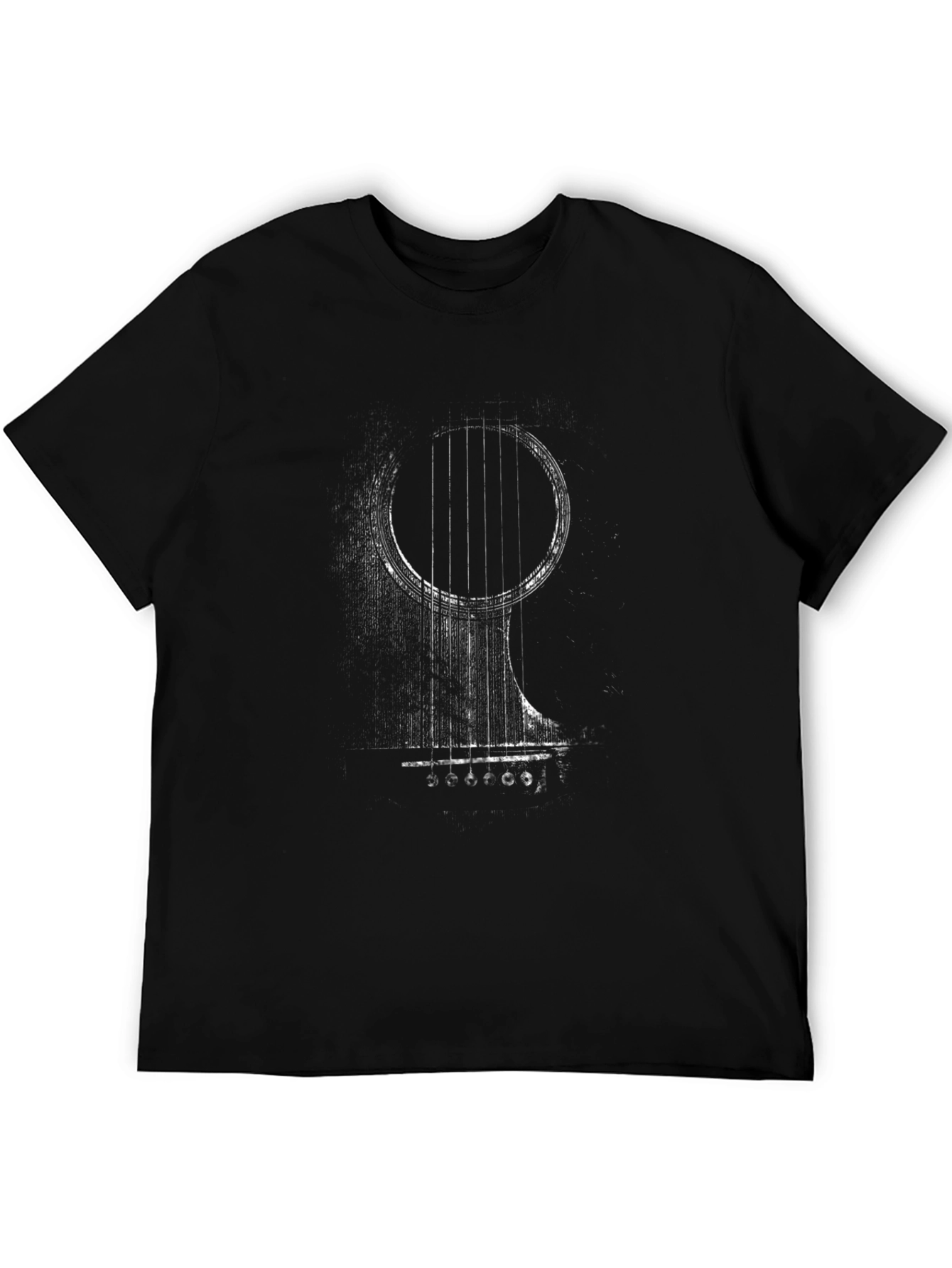 Black Guitar Print Black T-Shirt view 5