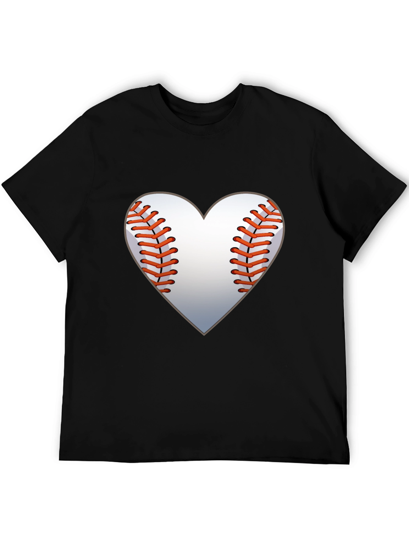 Black Baseball Heart Graphic Tee - Black Cotton Shirt view 5