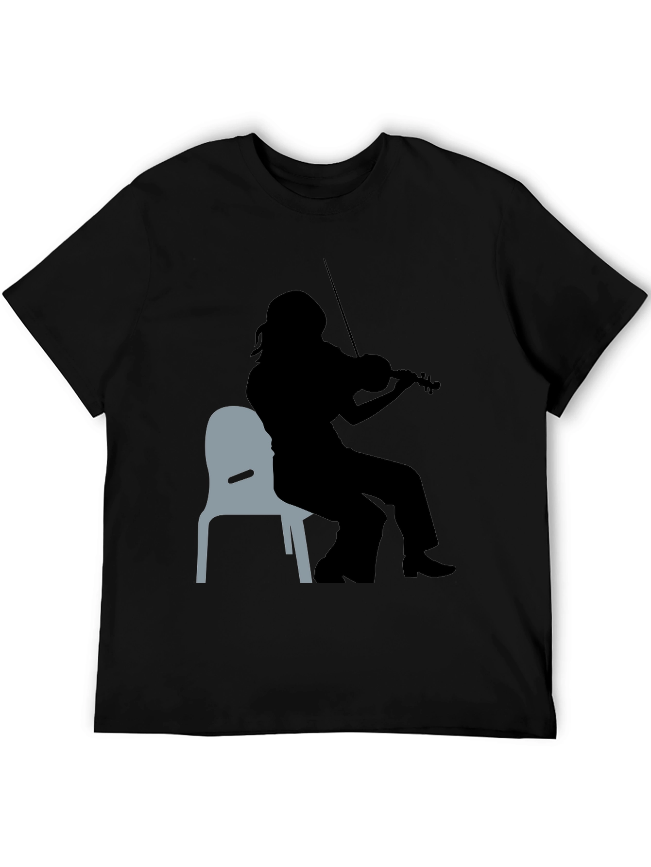 Black Violinist Silhouette Graphic Tee - Unisex Black T-Shirt view 5