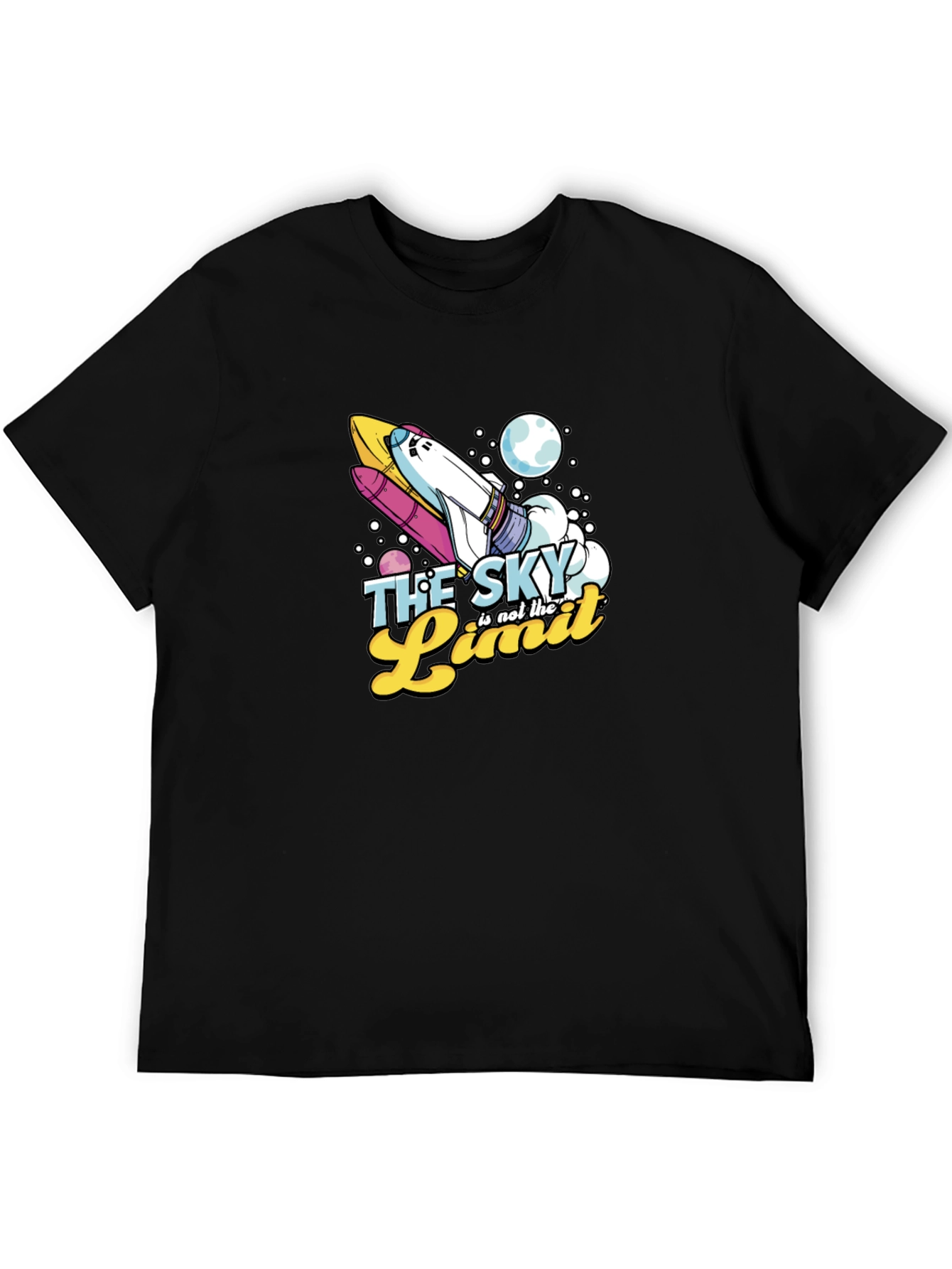 Black Sky's the Limit Space Rocket Graphic T-Shirt view 5