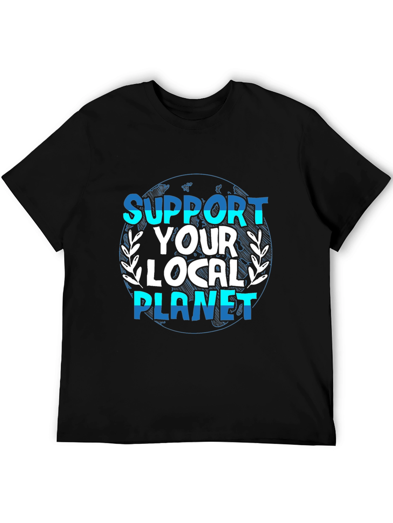 Black Support Your Local Planet Graphic T-Shirt view 5