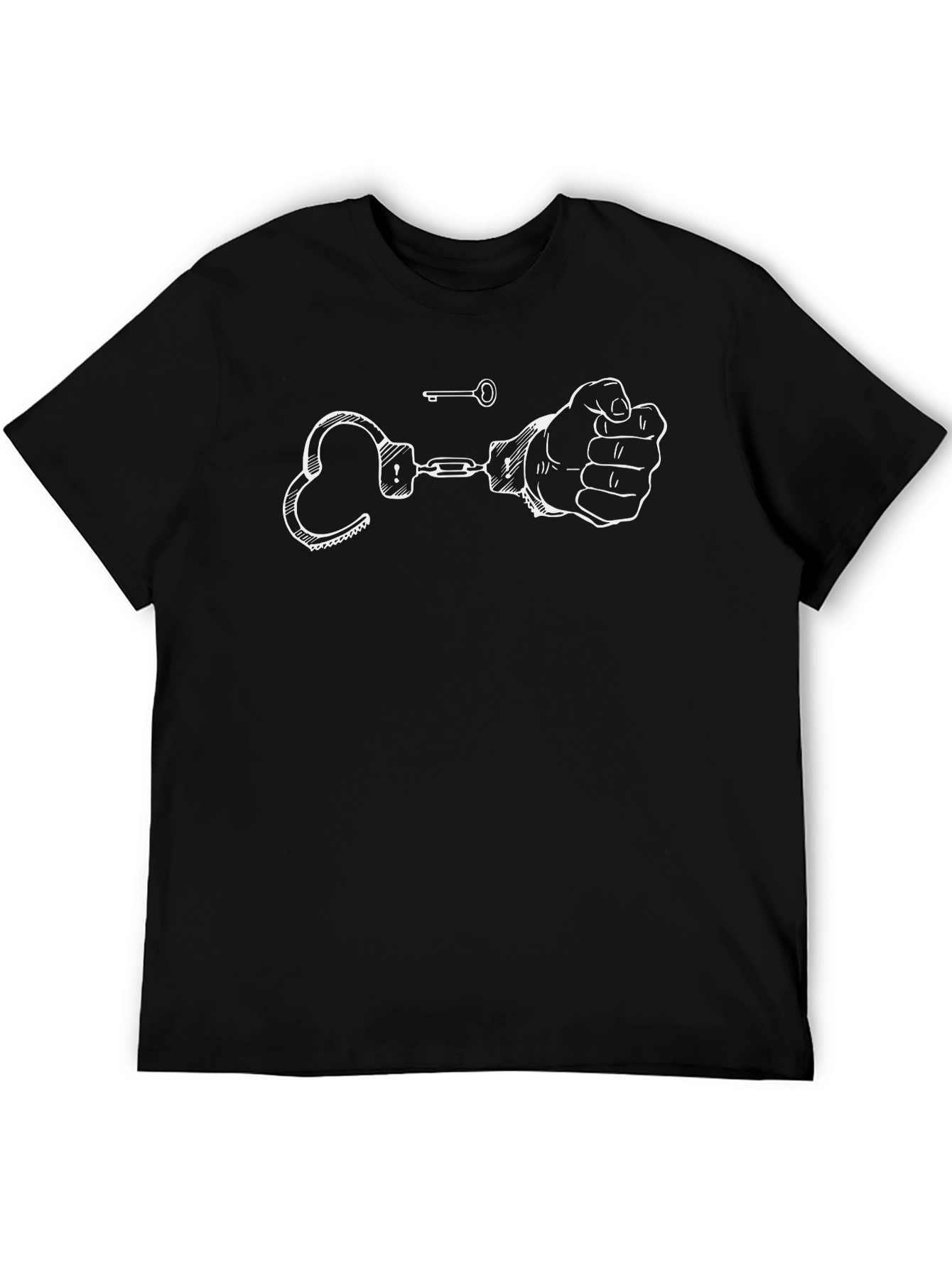 Black Handcuffs & Key Graphic Black T-Shirt view 5