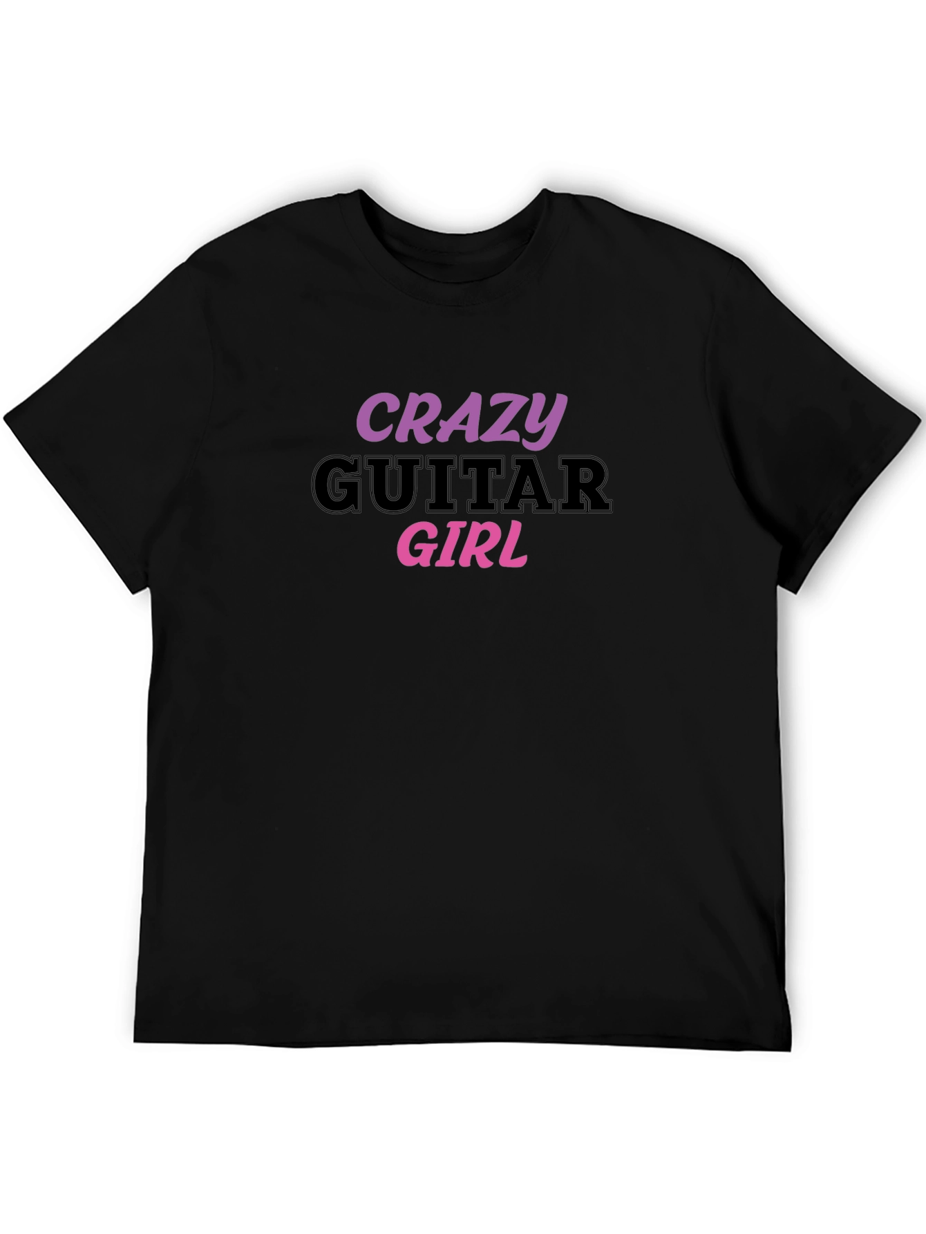 Black Crazy Guitar Girl Graphic Tee - Black view 5
