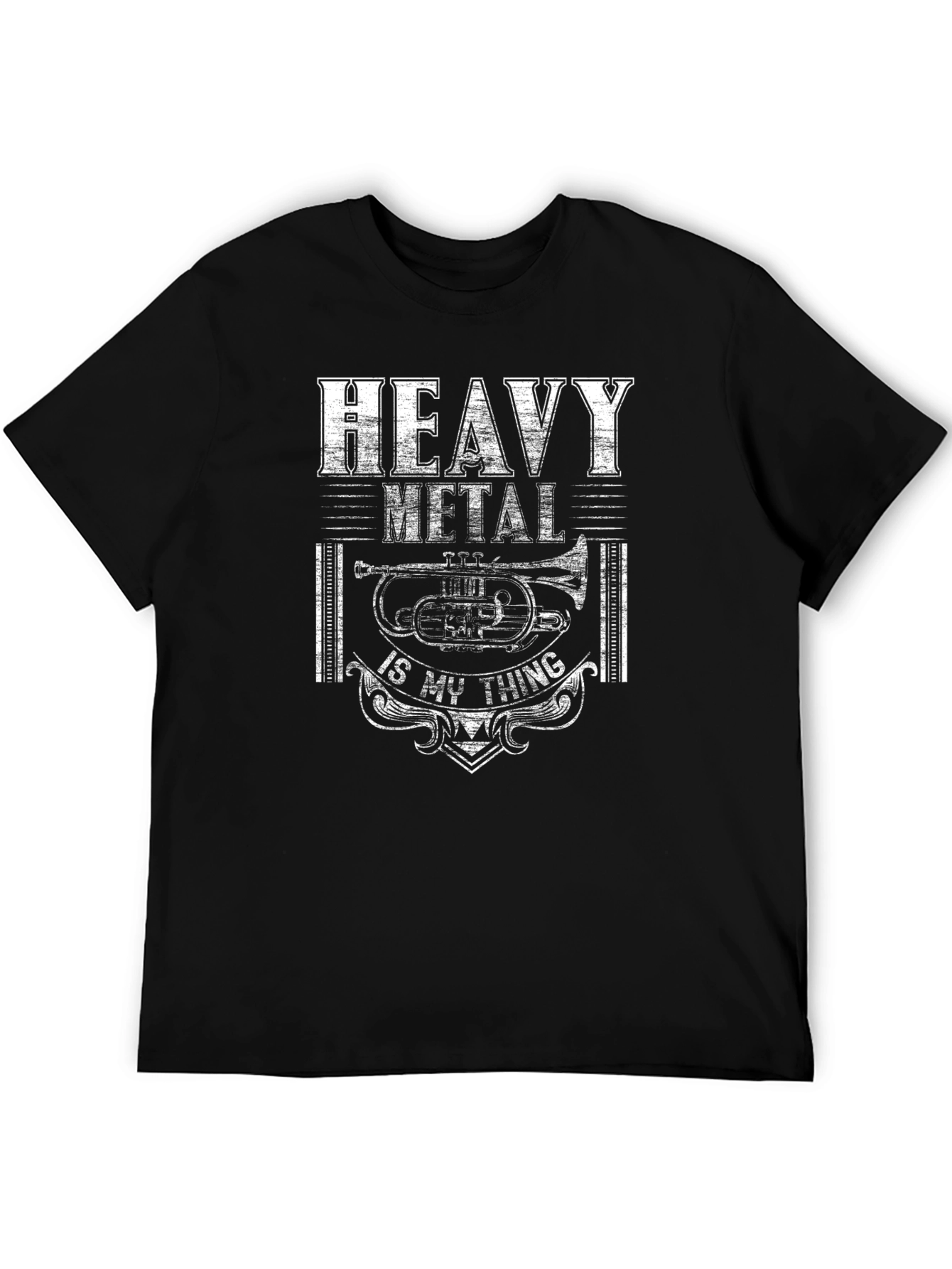 Black Heavy Metal Trumpet Graphic T-Shirt view 5