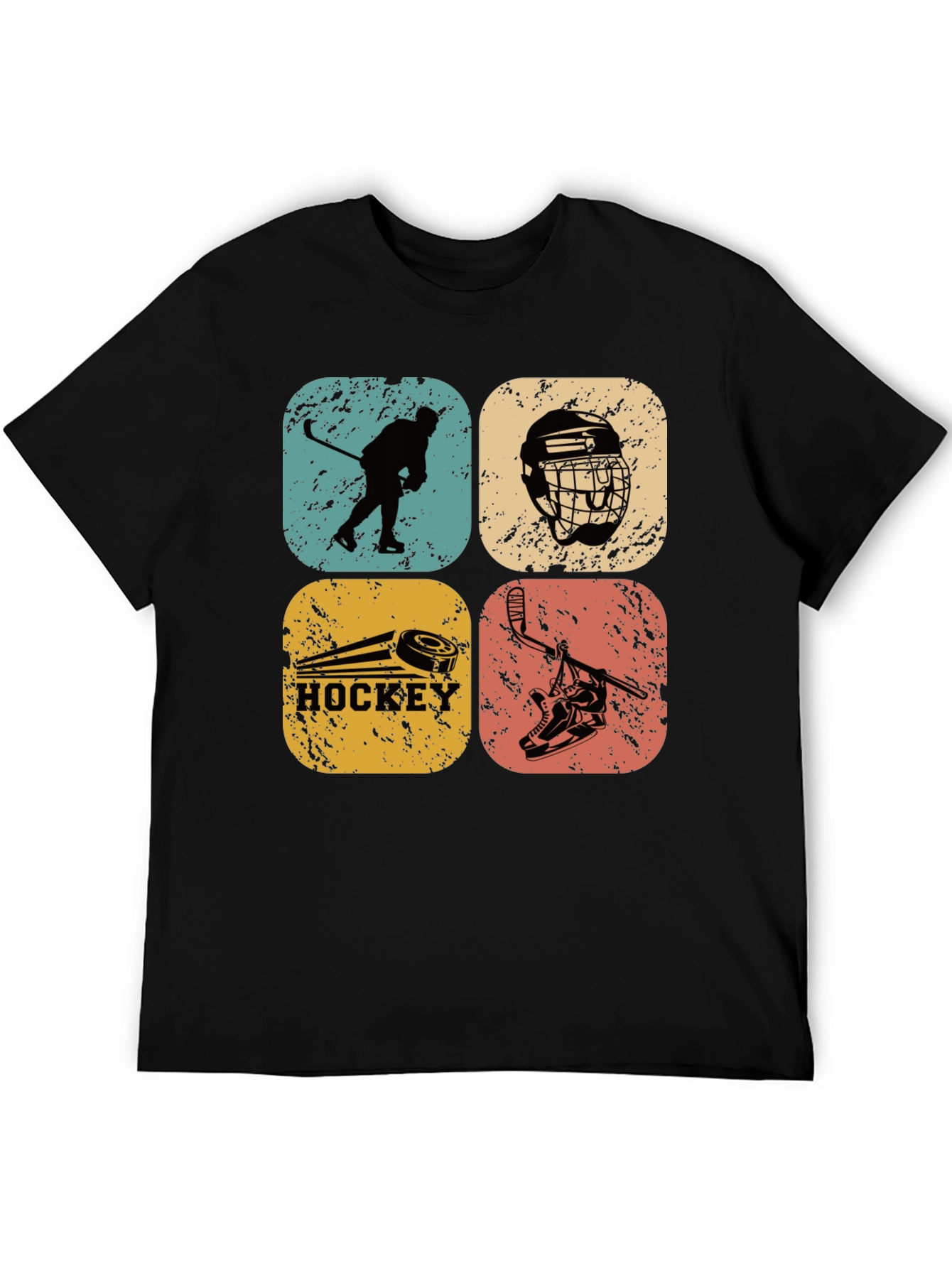 Black Vintage Hockey Graphic Tee - Retro Style view 5