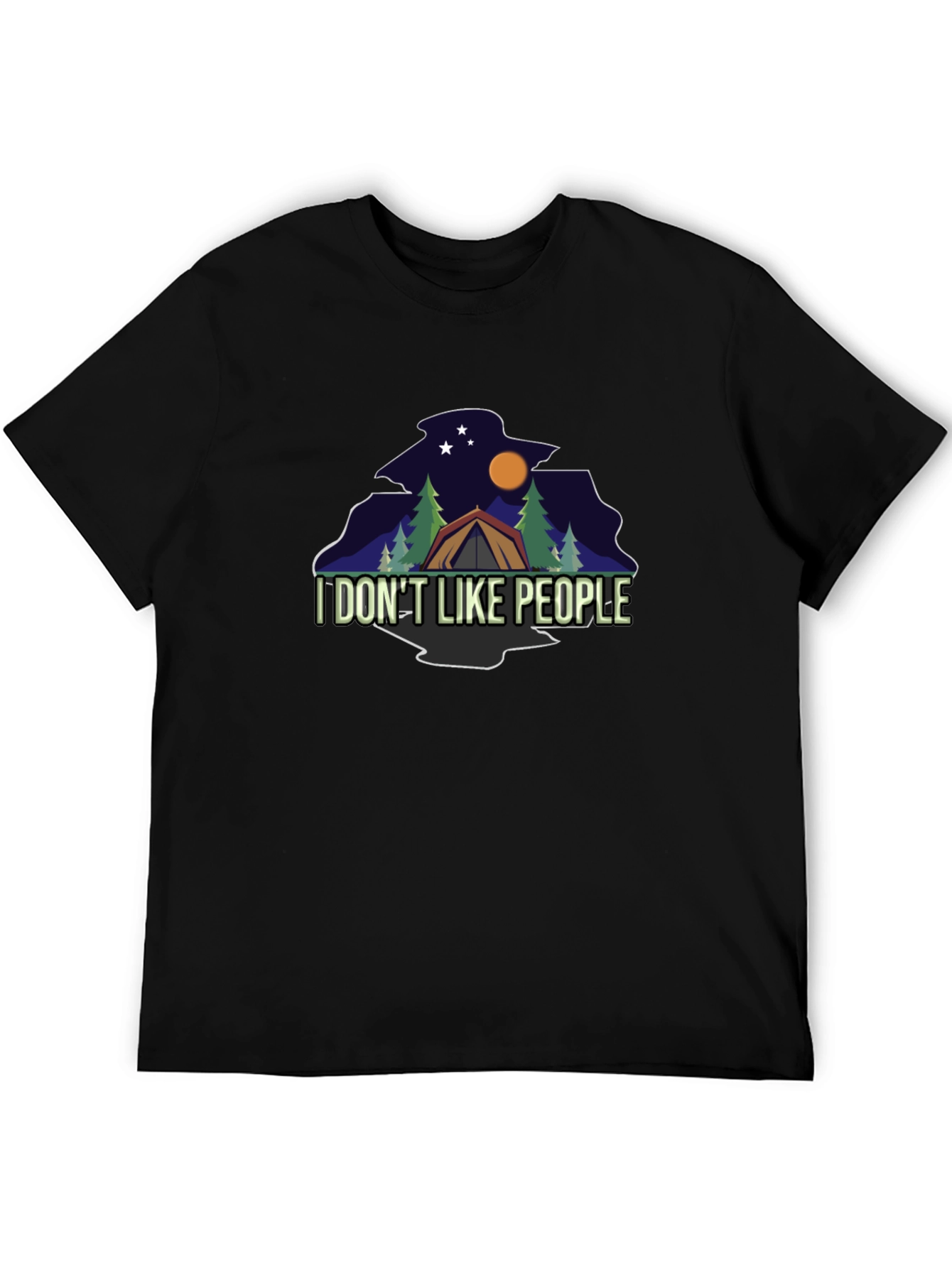 Black I DON'T LIKE PEOPLE Camping Black T-Shirt view 5