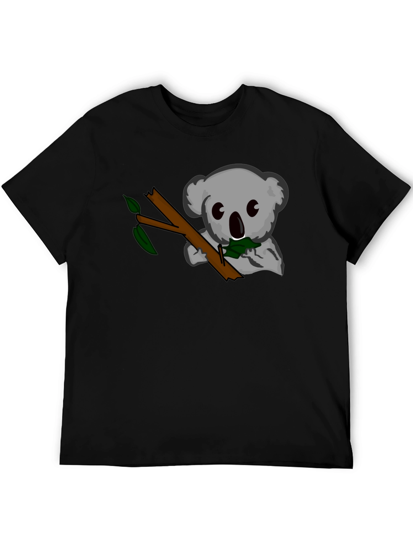 Black Koala Eats Leaves Black T-Shirt view 5