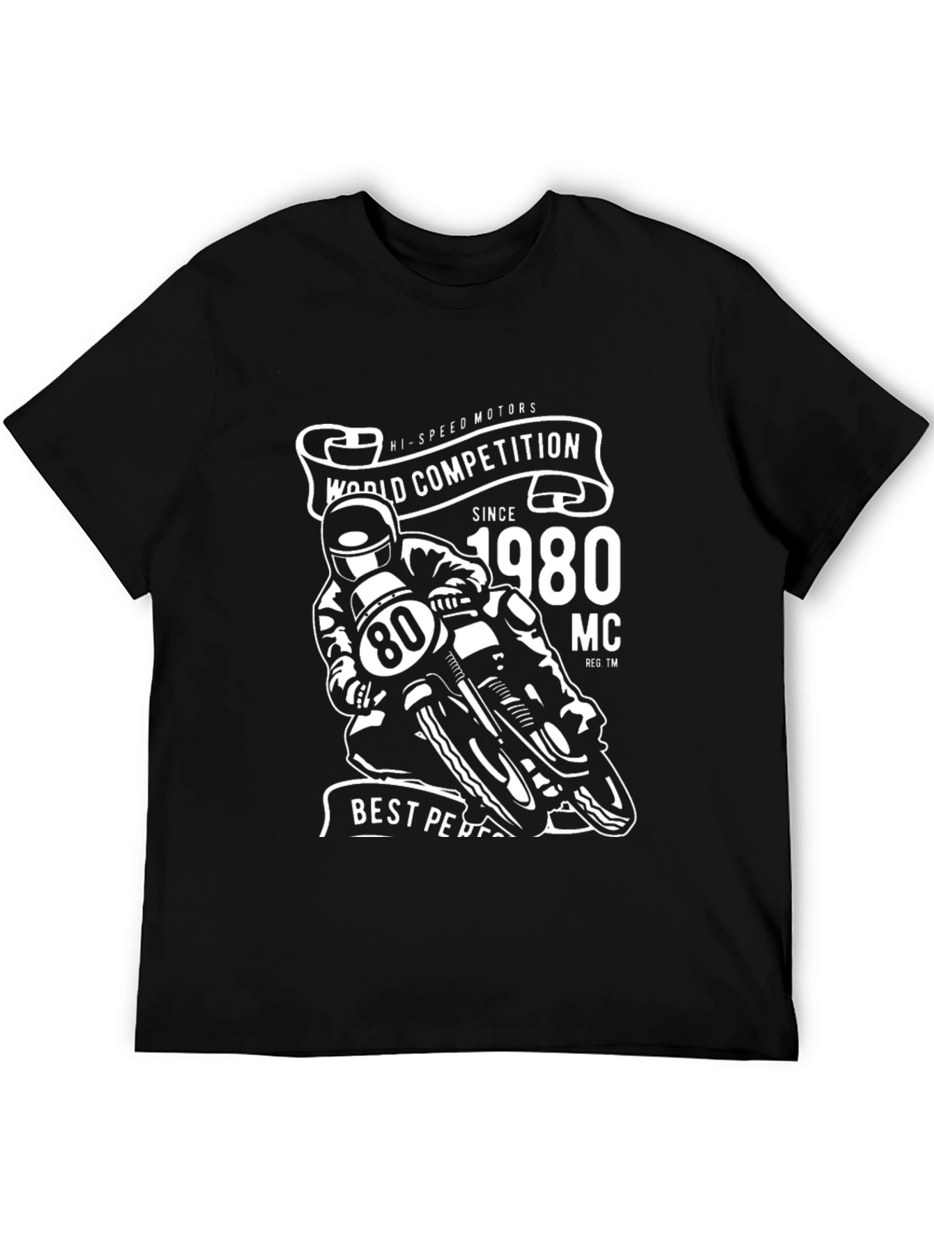 Black World Competition 1980 Motorcycle Graphic Tee view 5