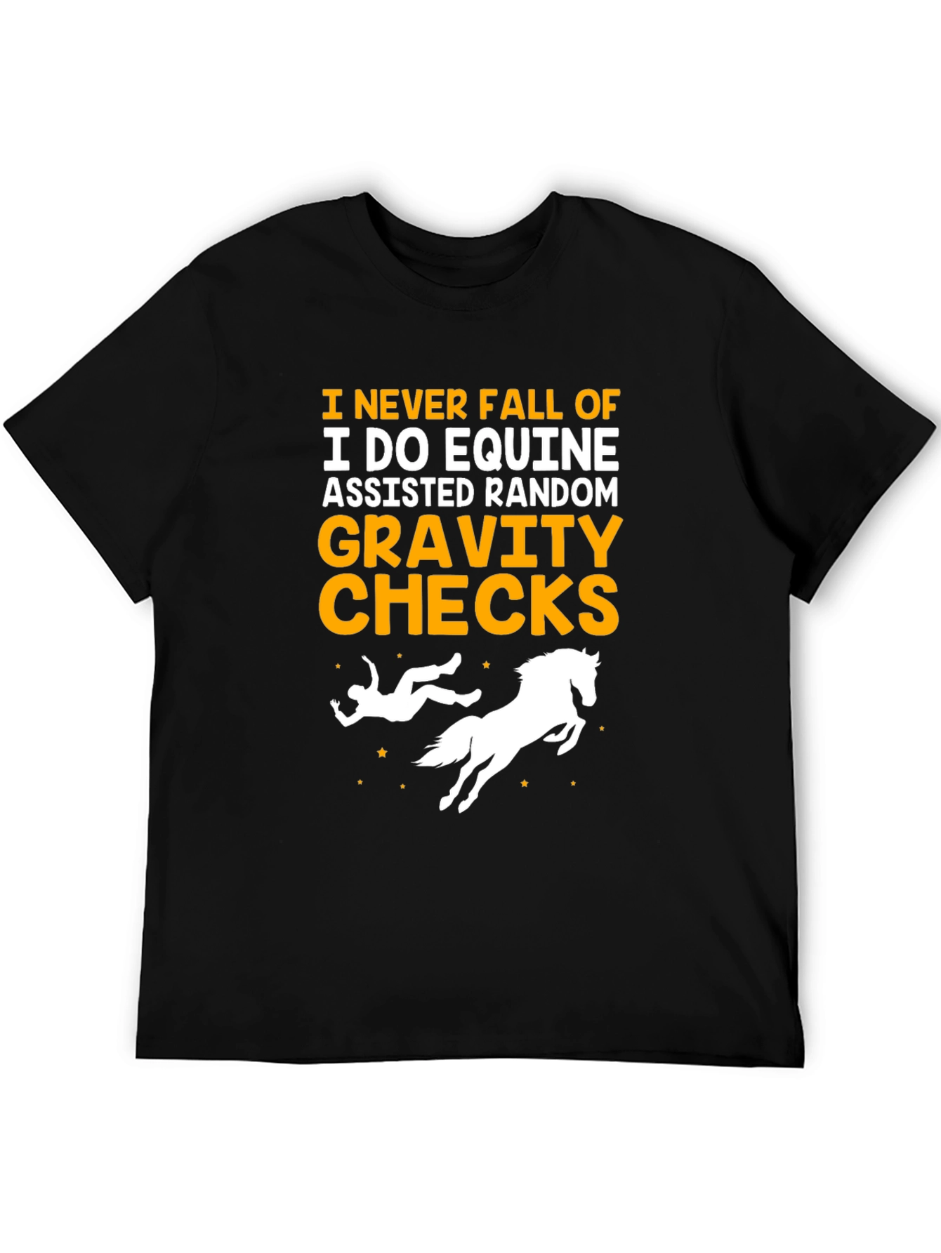Black Equine Gravity Checks T-Shirt - Funny Horse Riding Gift view 5