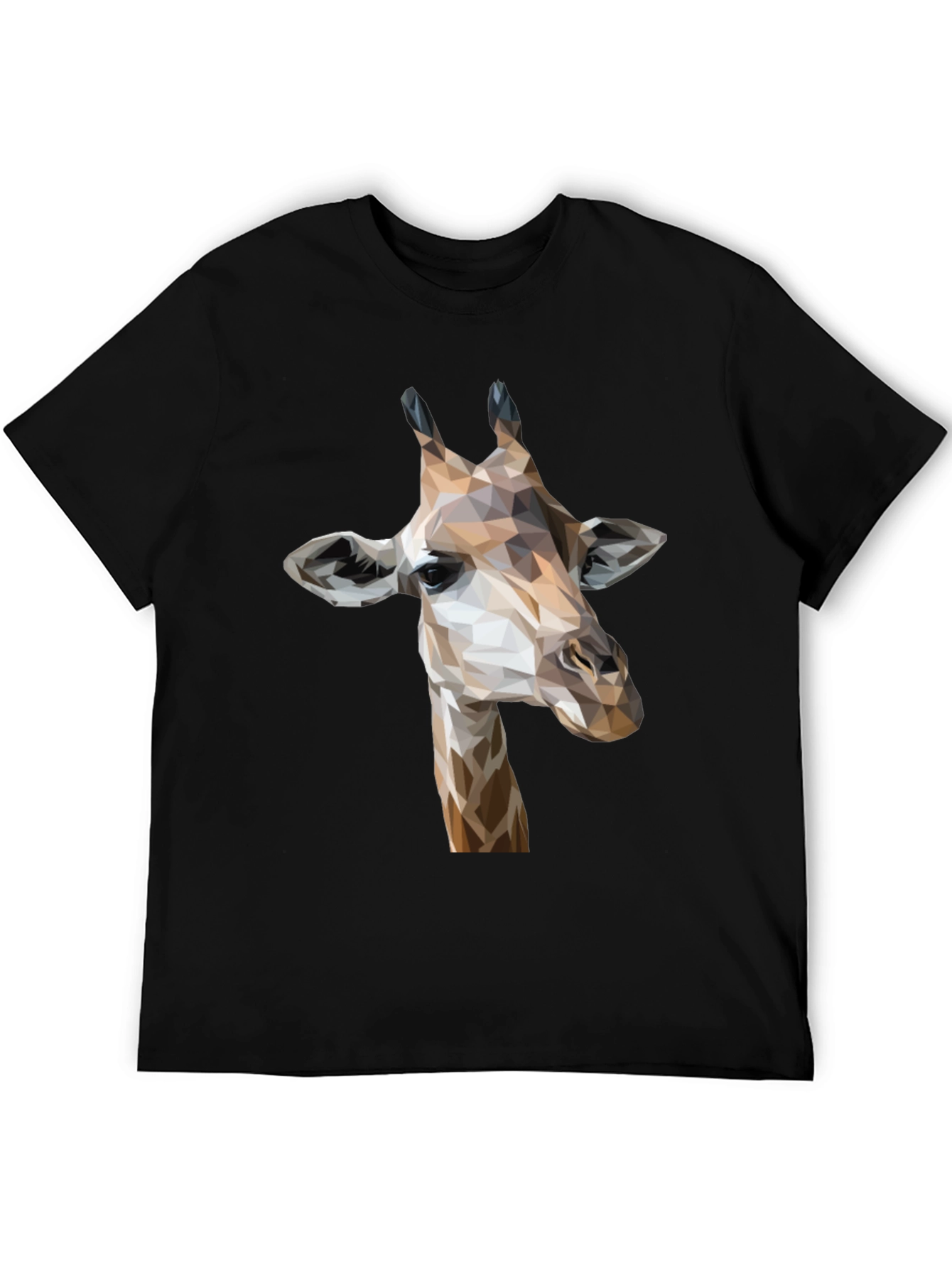 Black Geometric Giraffe Graphic Tee - Modern Animal Print Shirt view 5