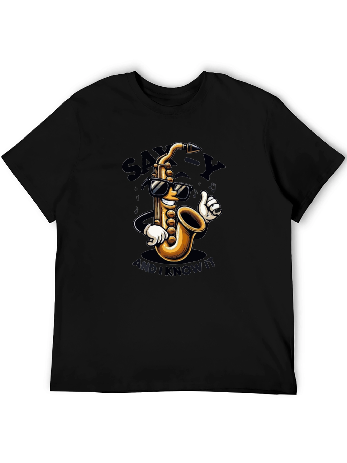 Black Sax-y and I Know It Black Graphic T-Shirt view 5