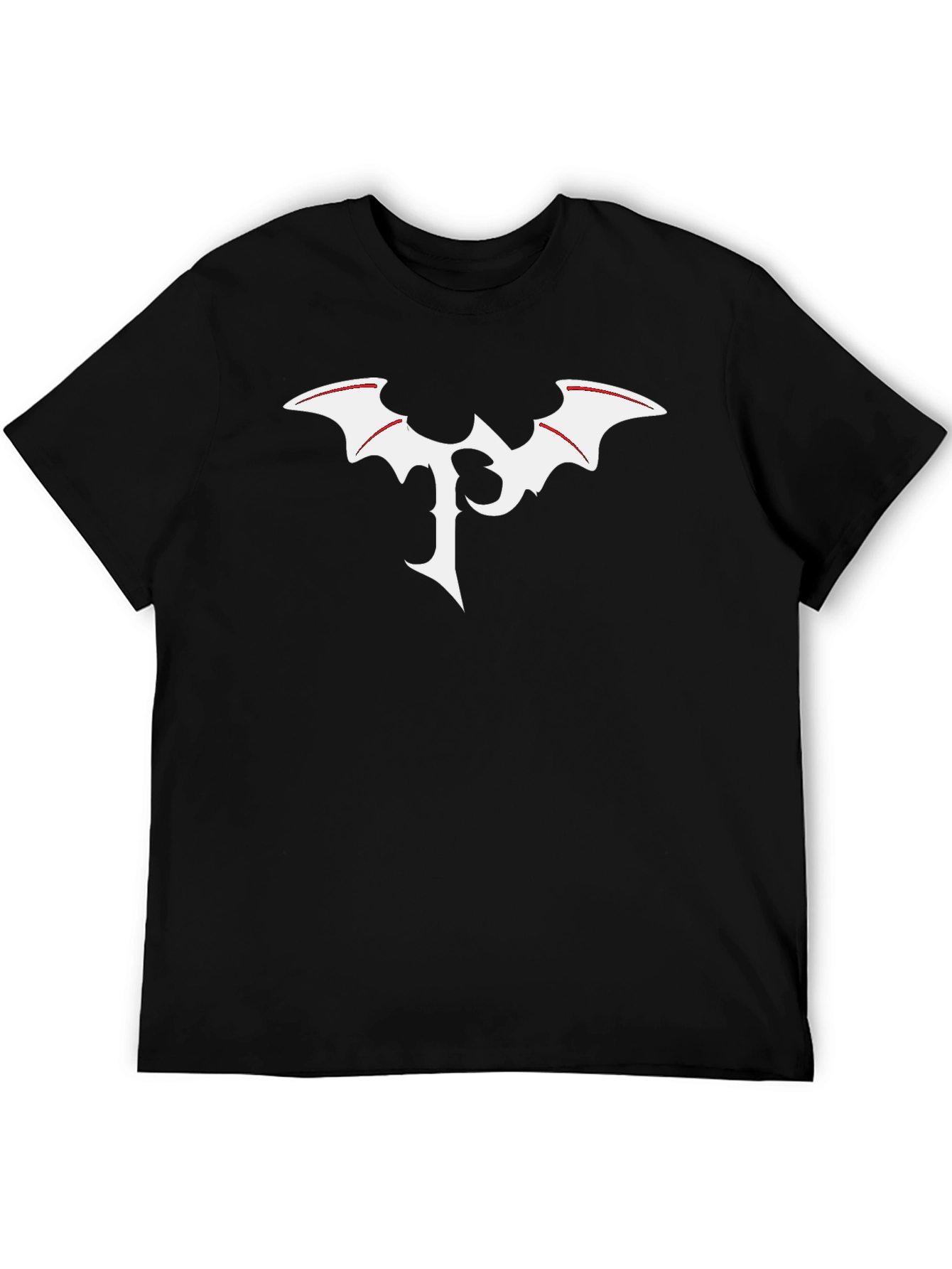 Black Graphic Tee - Bat Logo T-Shirt - Casual Wear view 5