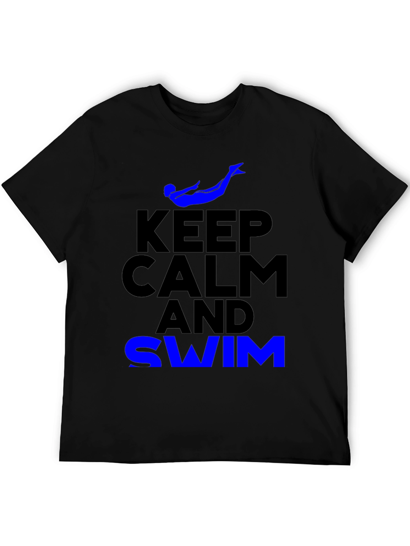 Black Keep Calm and Swim Graphic Tee - Blue view 5